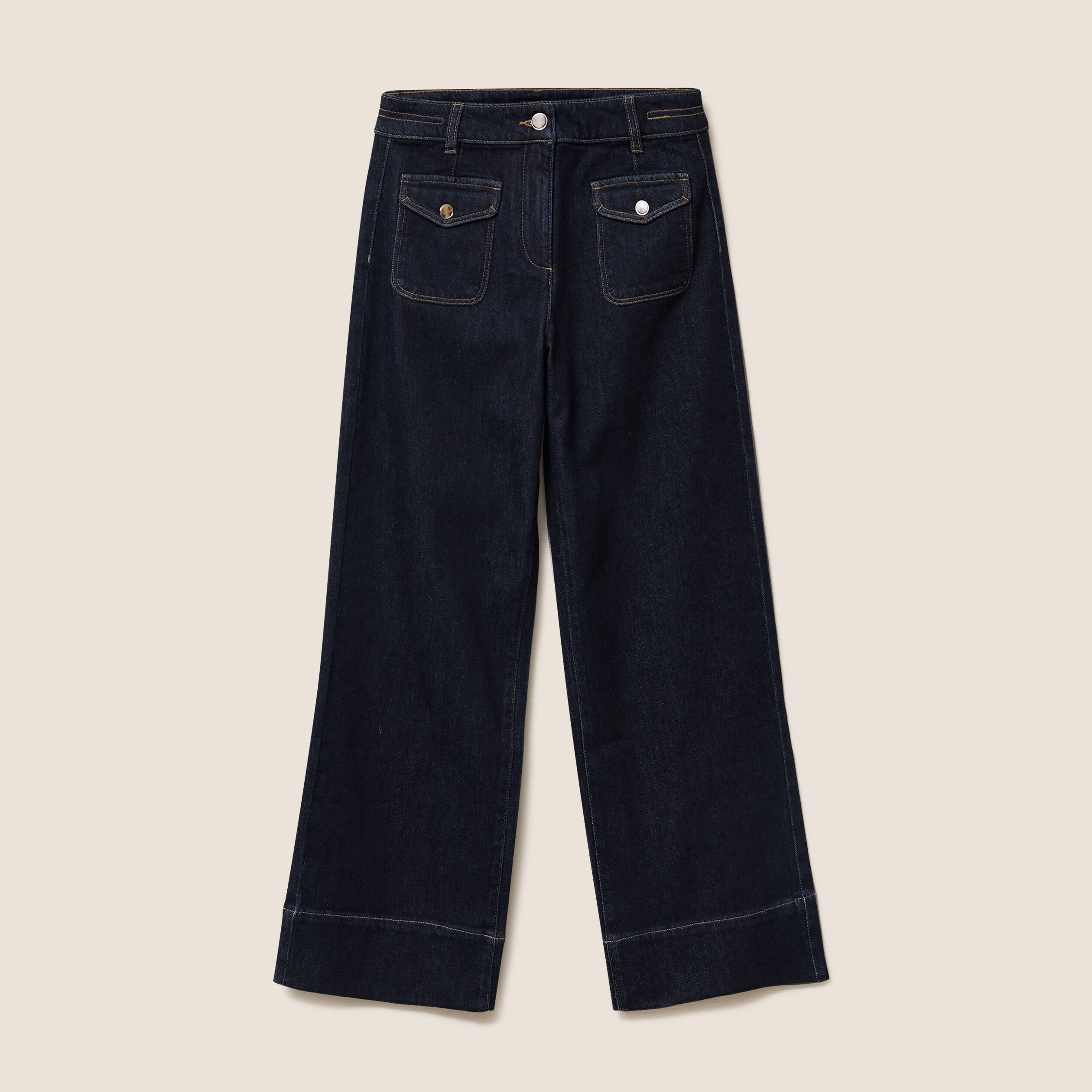 Jean large denim brut femme