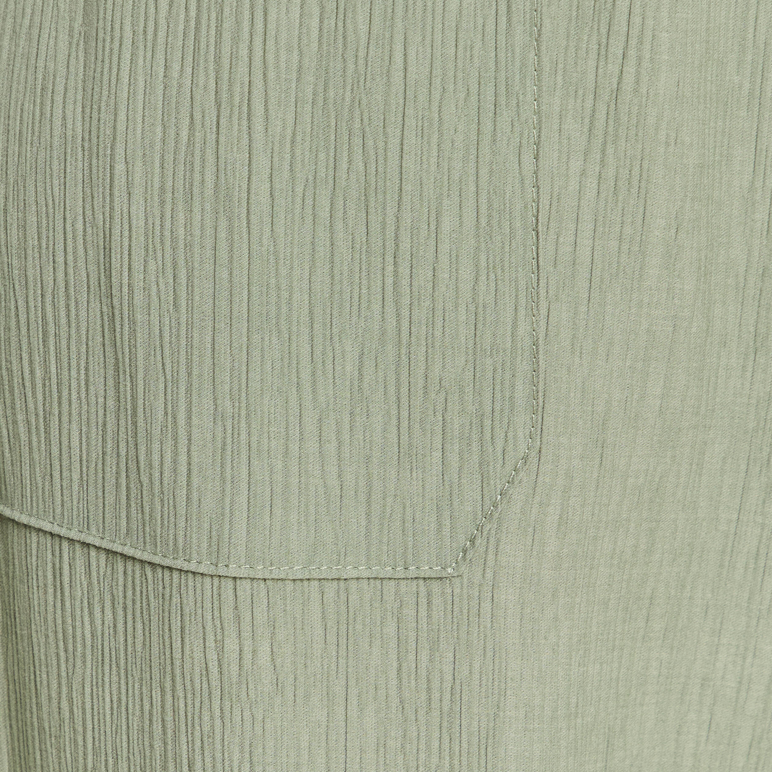 Pantalon large fluide vert kaki femme