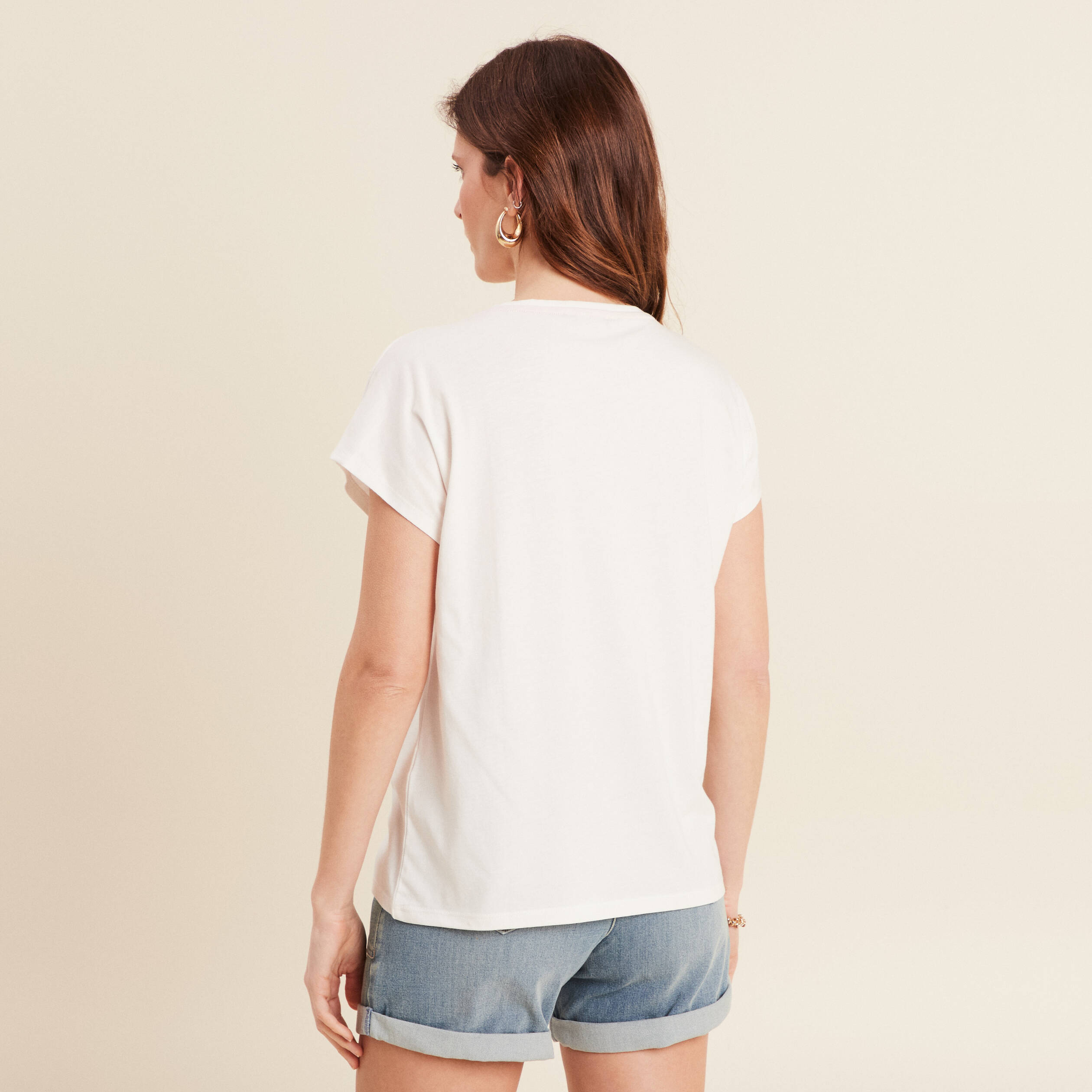 t shirt manches courtes ecru femme T-shirt manches courtes ecru femme
