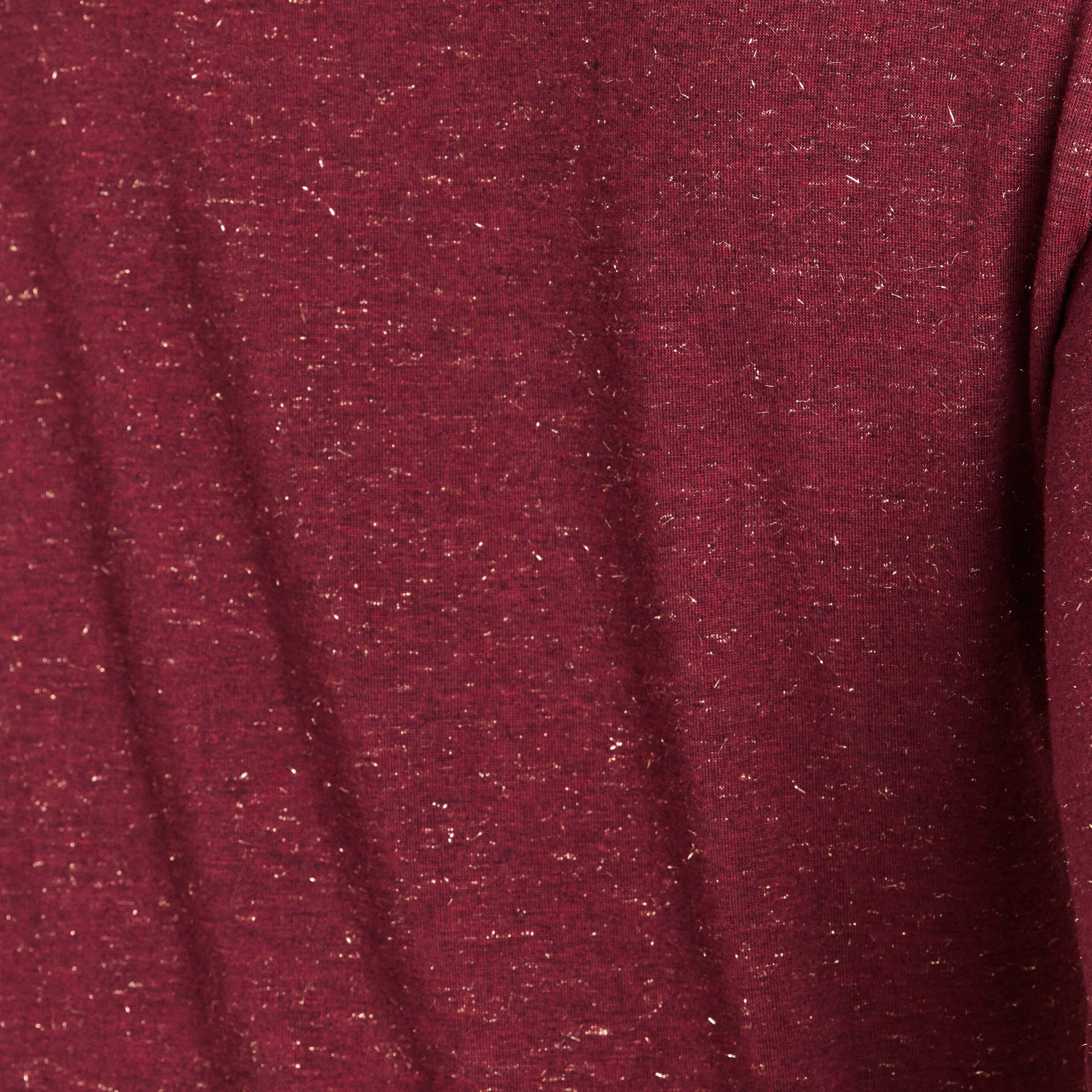 T-shirt ajust&eacute; col v manches longues bordeaux femme