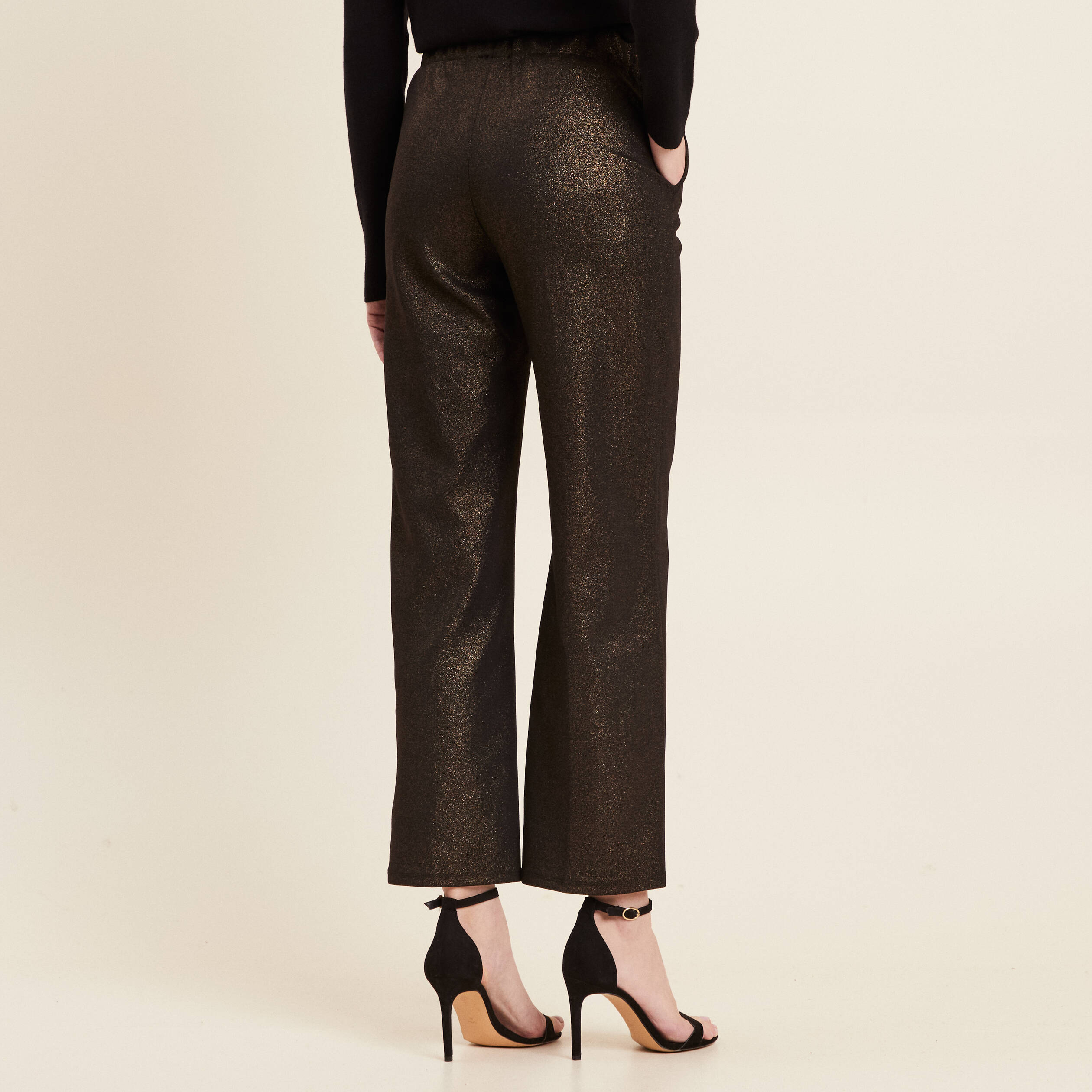 pantalon large paillettes noir femme Pantalon large paillettes noir femme