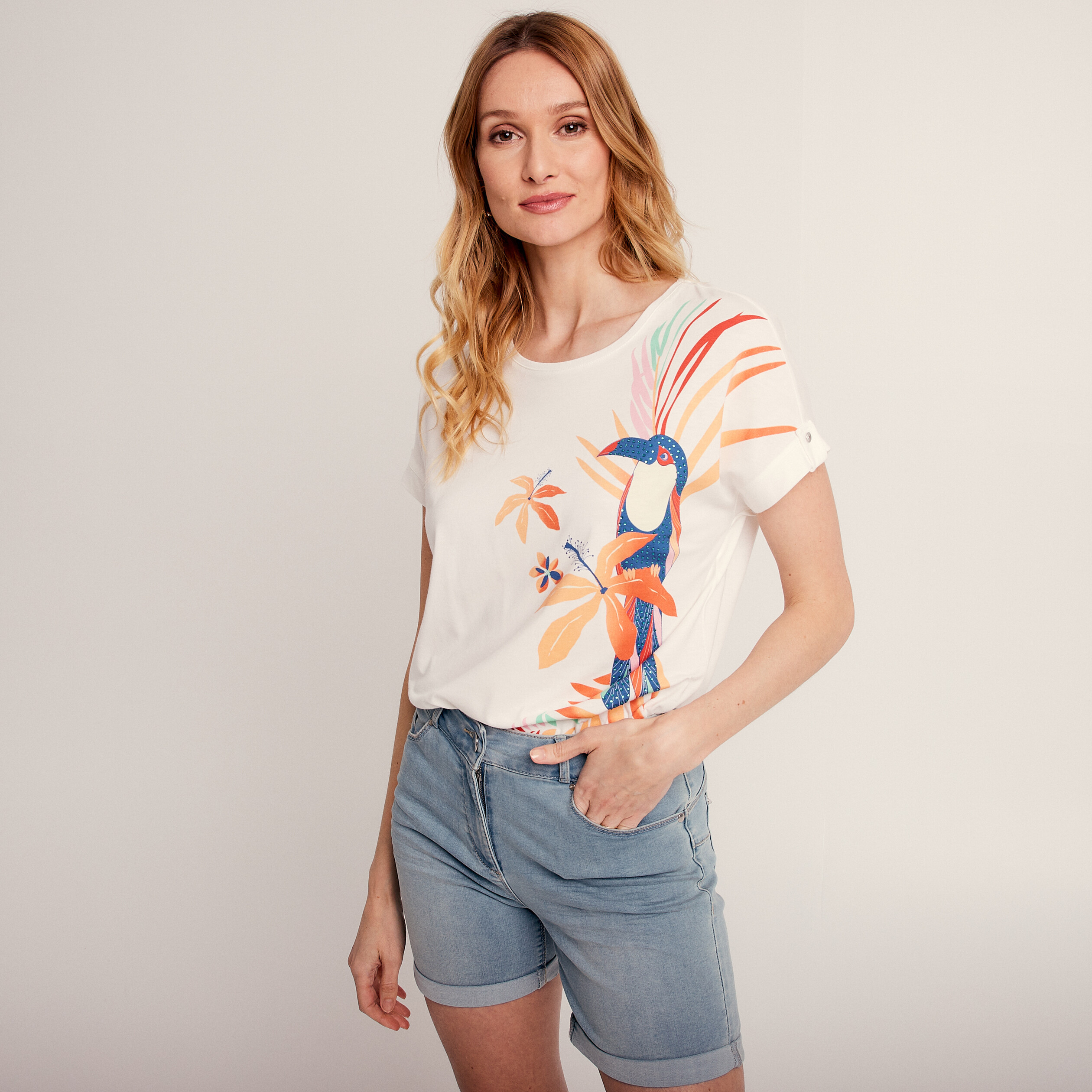 t shirt manches courtes ecru femme T-shirt manches courtes ecru femme