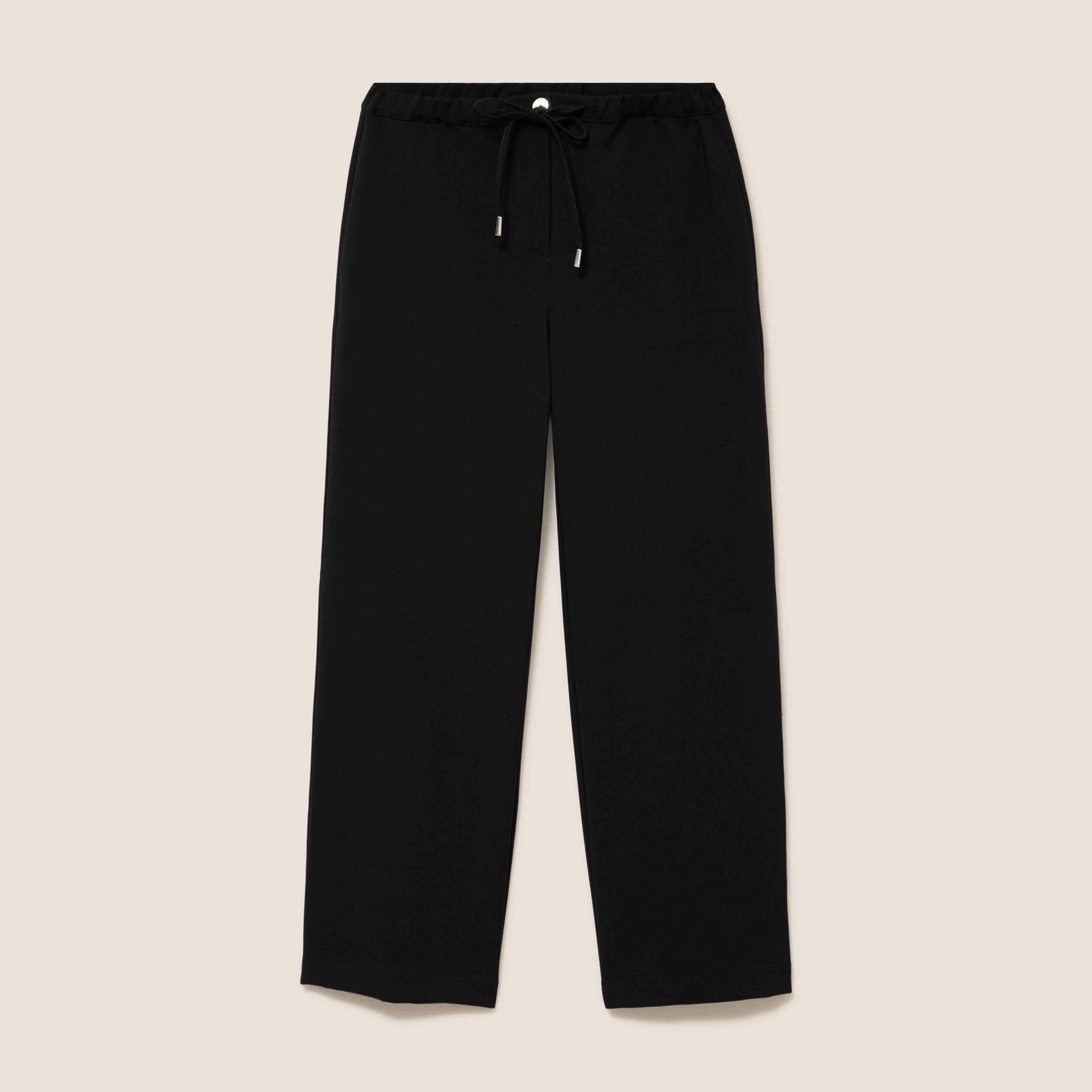 Pantalon fluide large taille haute noir femme