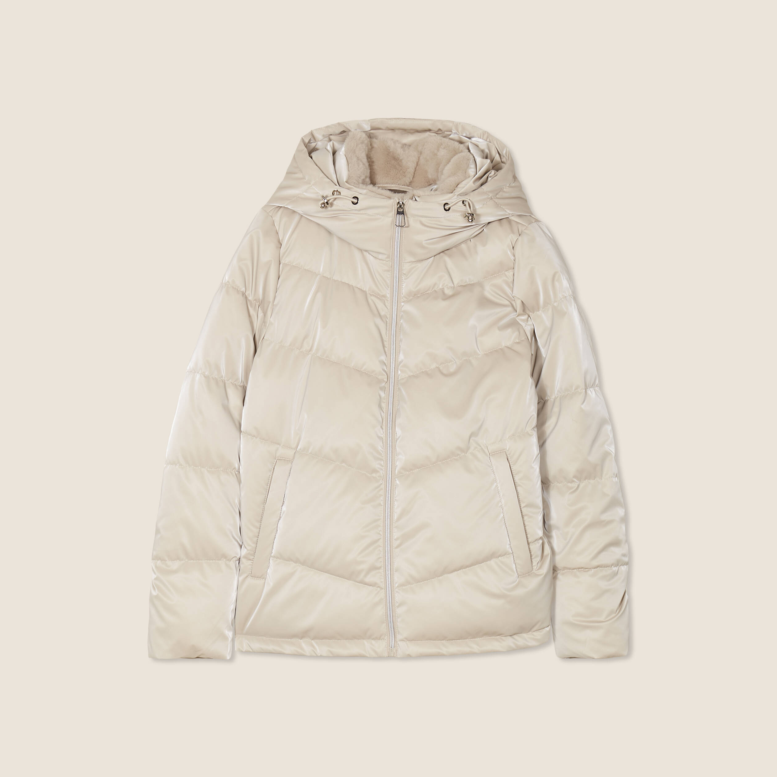 doudoune a capuche beige femme Doudoune à capuche beige femme