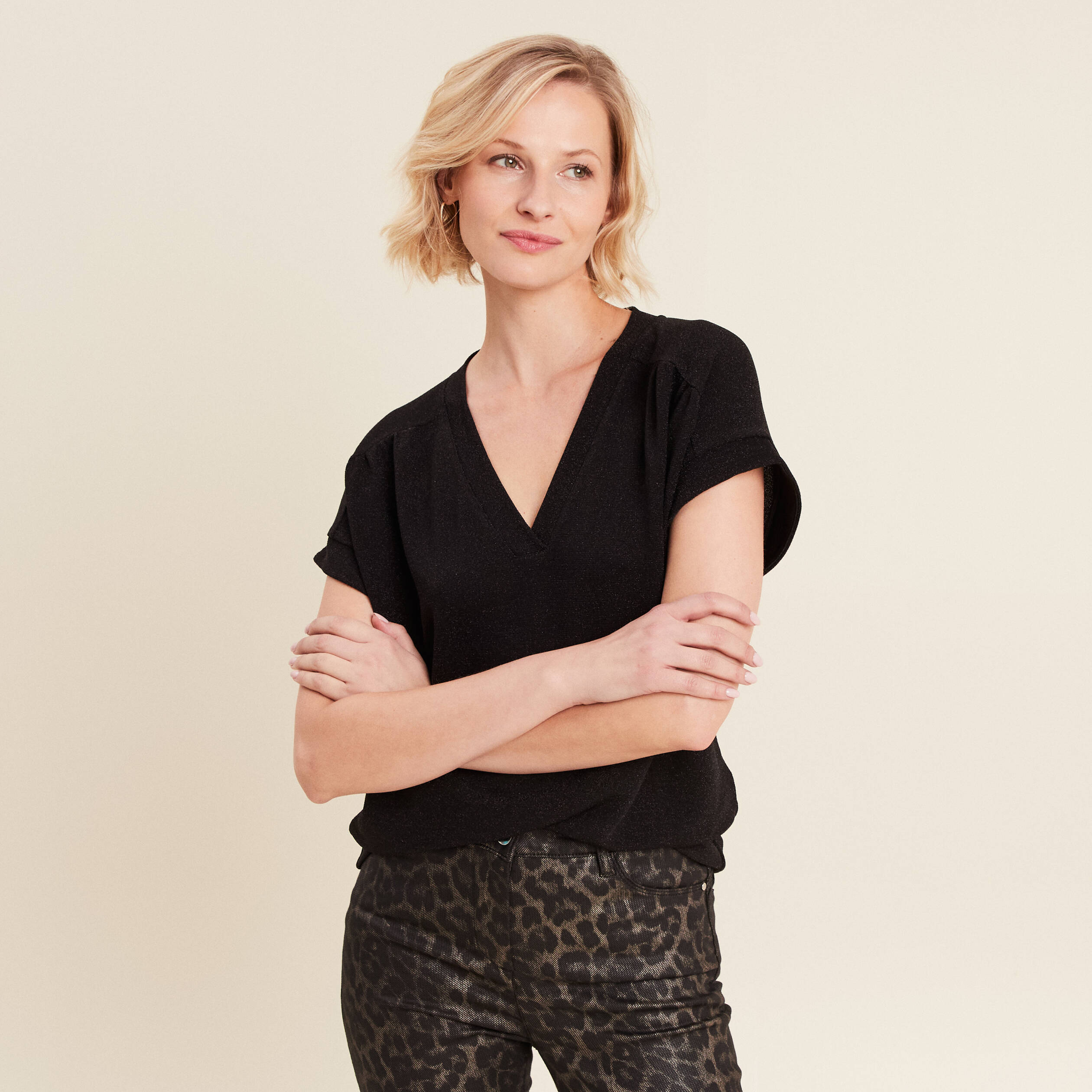 t shirt manches courtes noir femme T-shirt manches courtes noir femme