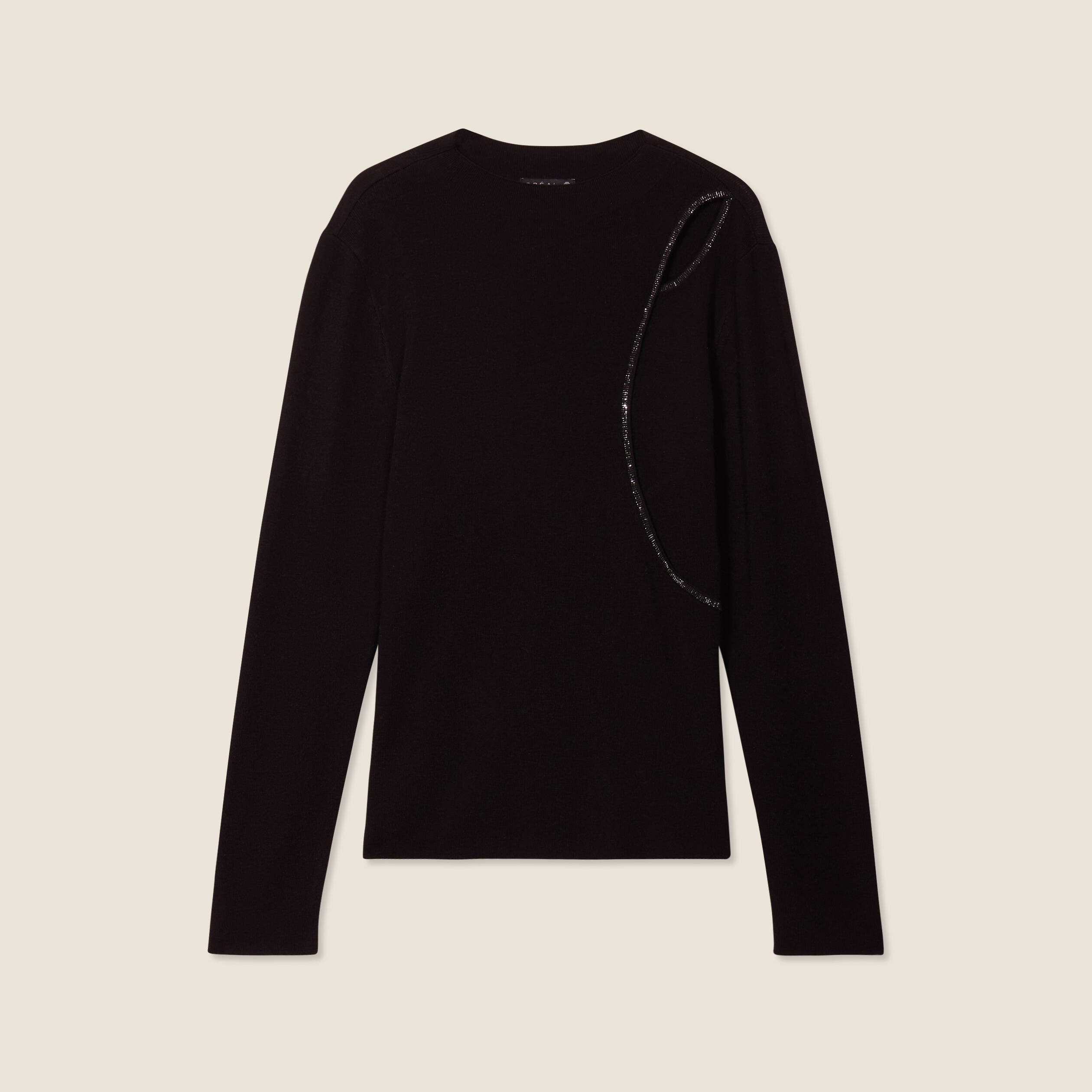 Pull manches longues strass noir femme Vibs