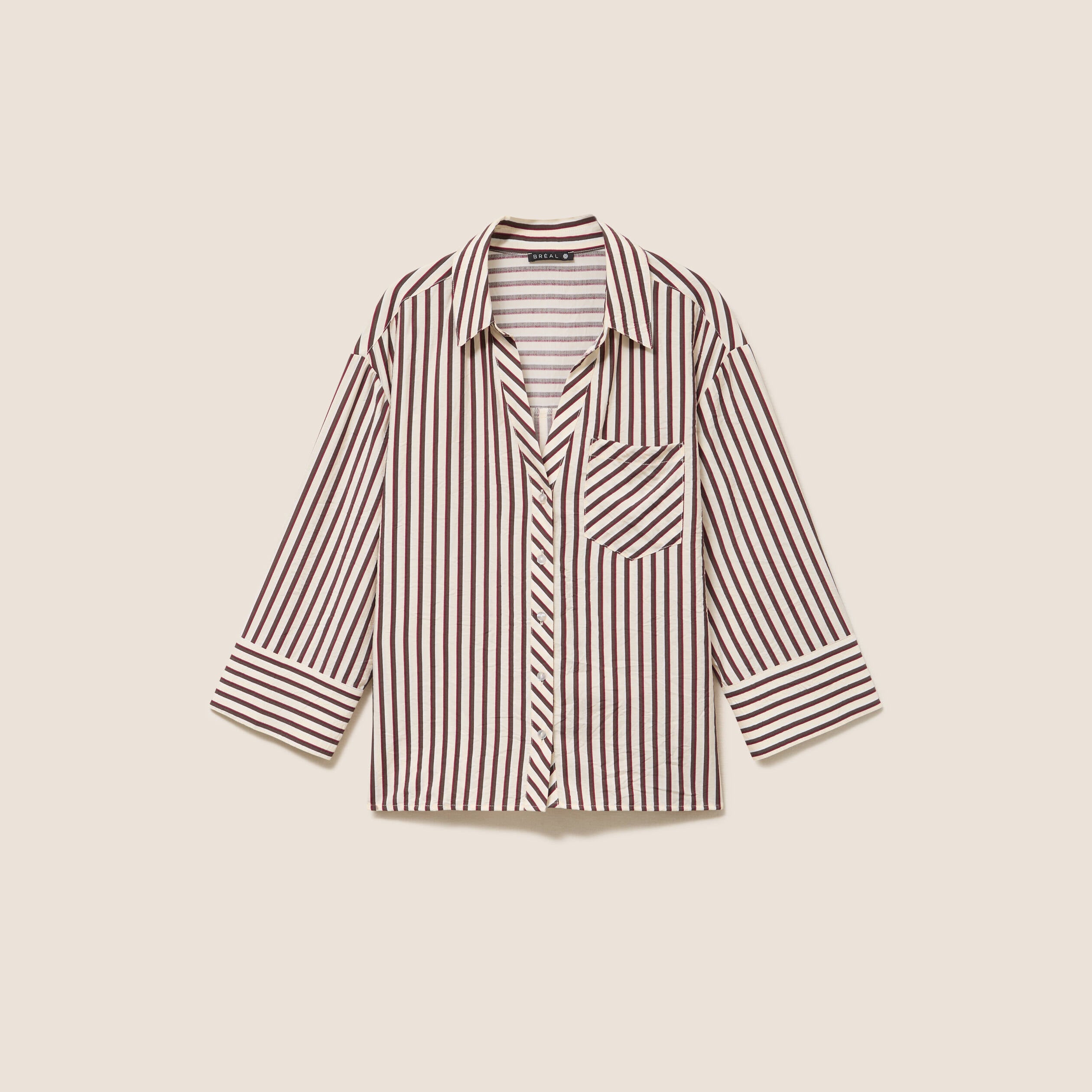 Chemise ample manches 3/4 marron femme