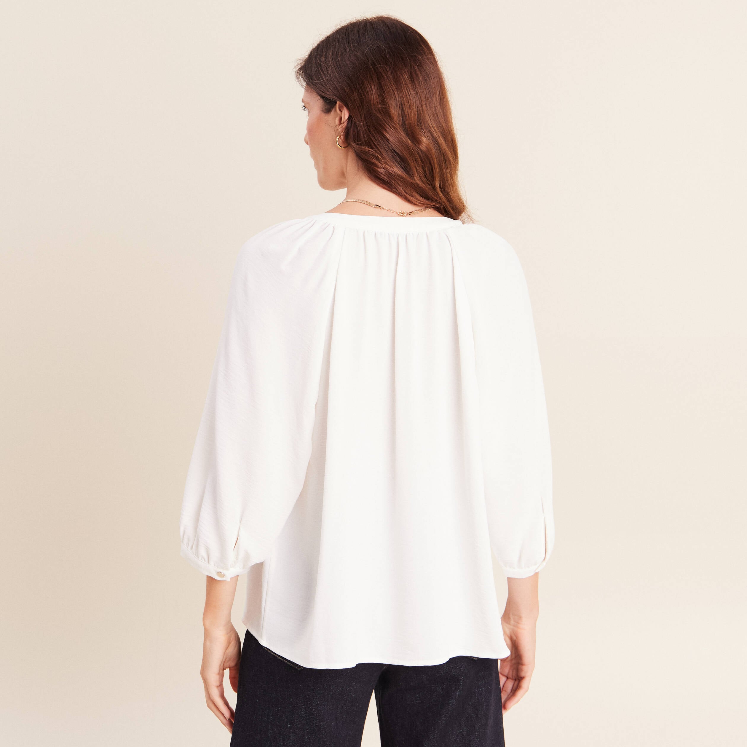 Chemise manches 3/4 ecru femme