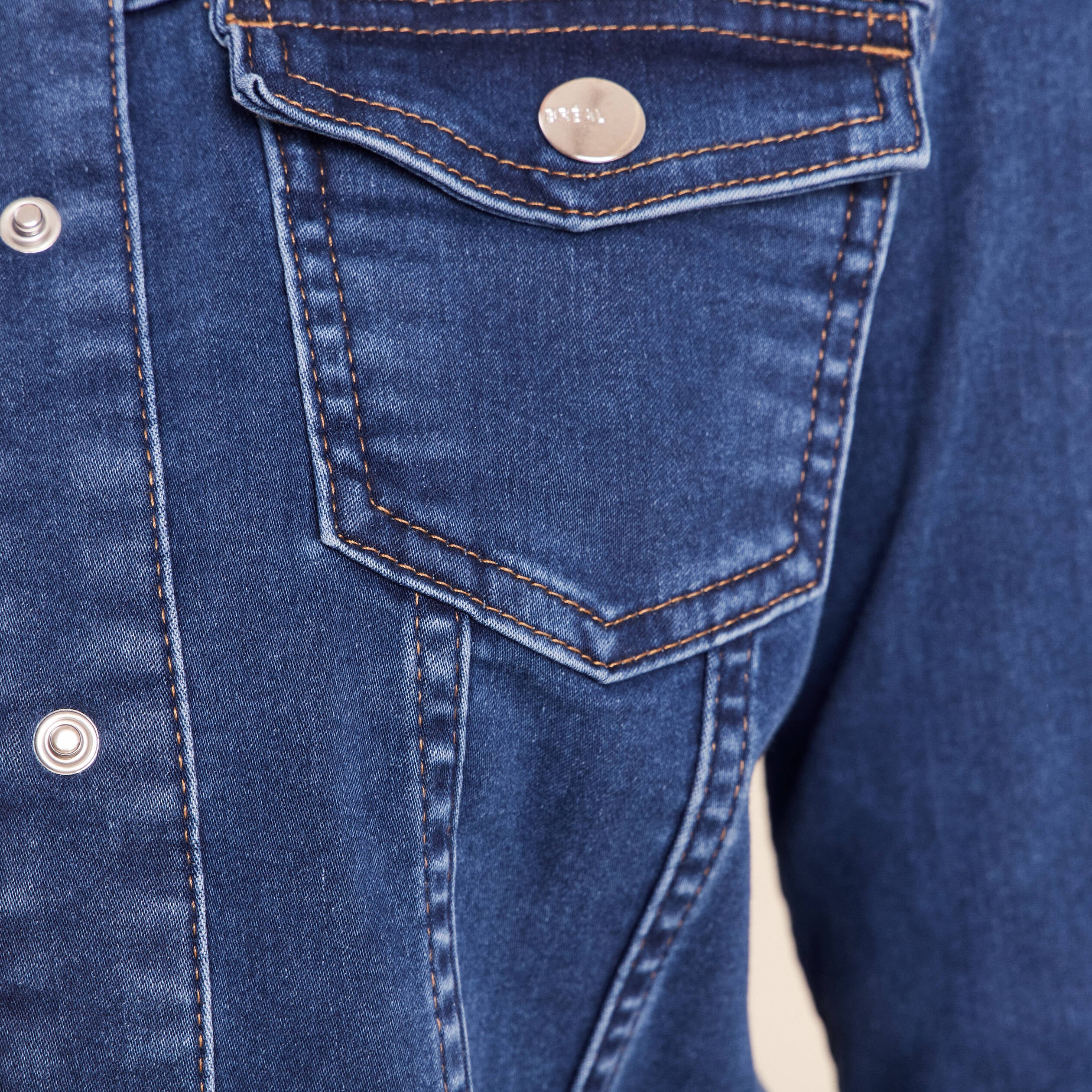 Veste r&eacute;versible cintr&eacute;e en jean bleu femme