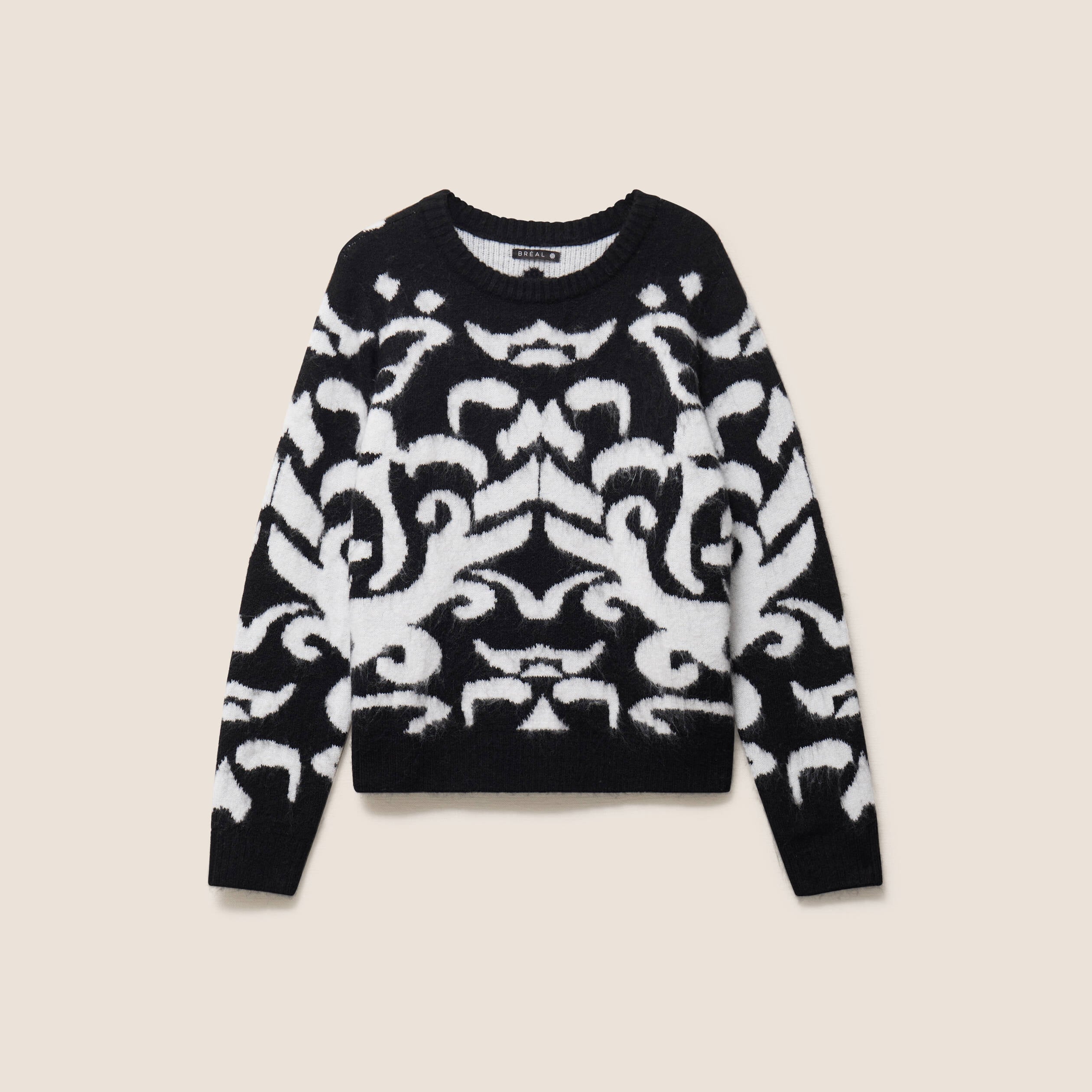 Pull col rond noir femme