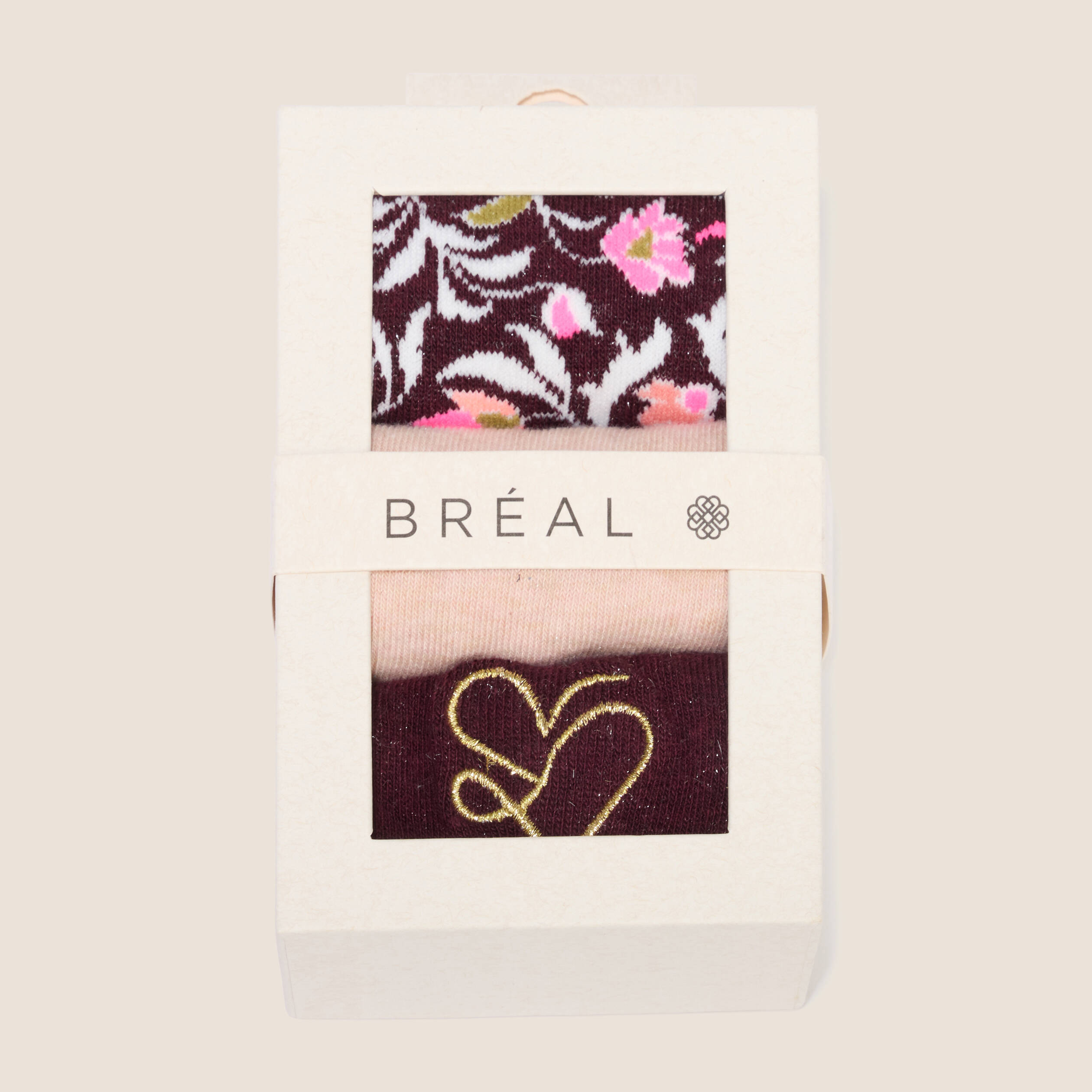 Coffret lot de 3 paires de chaussettes rose femme