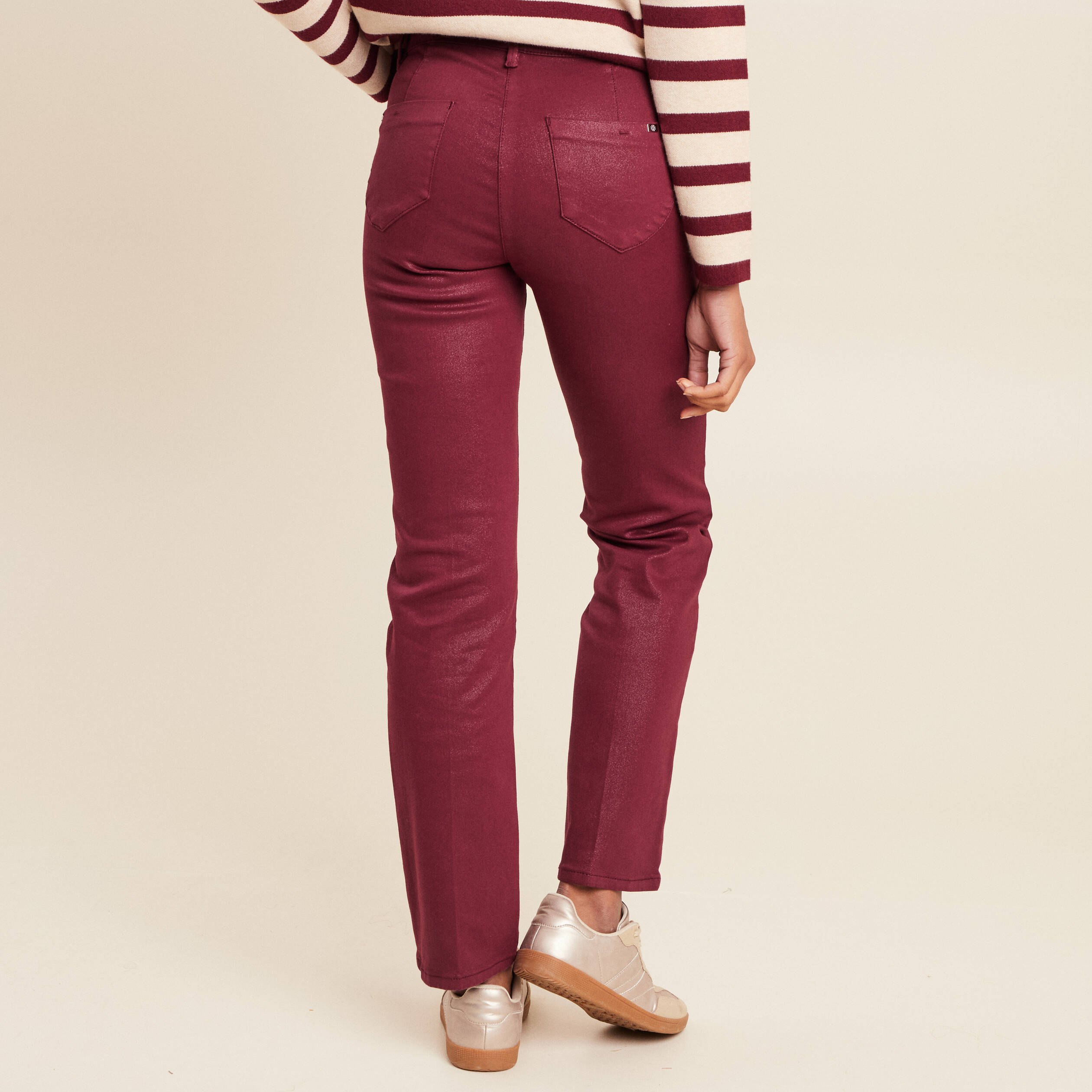 Pantalon magique L'Unique effet brillant bordeaux femme