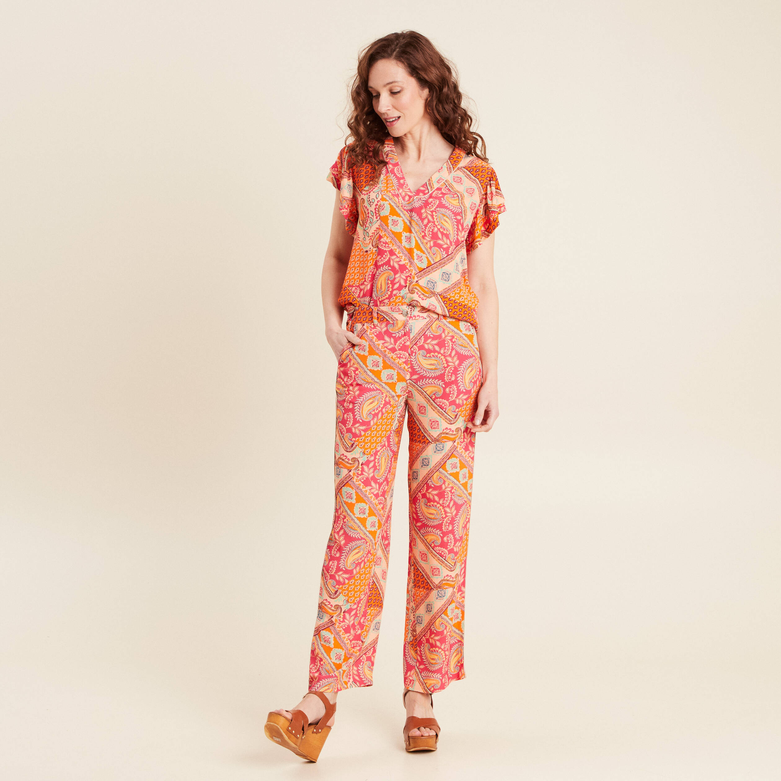 blouse manches courtes orange femme Blouse manches courtes orange femme