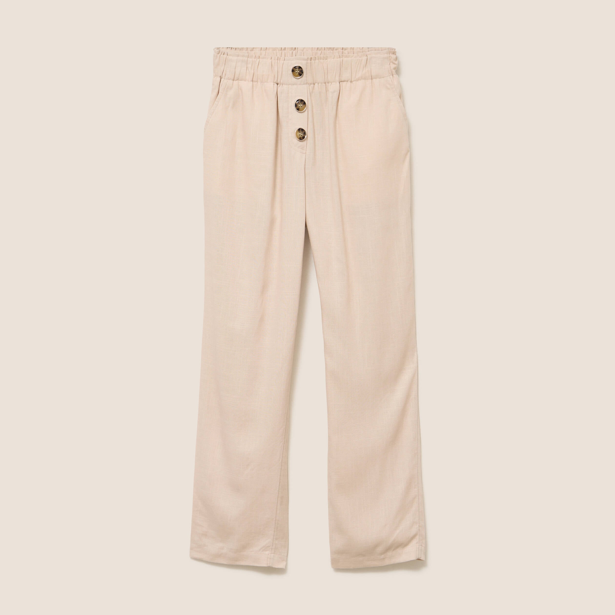 Pantalon large taille haute ivoire femme