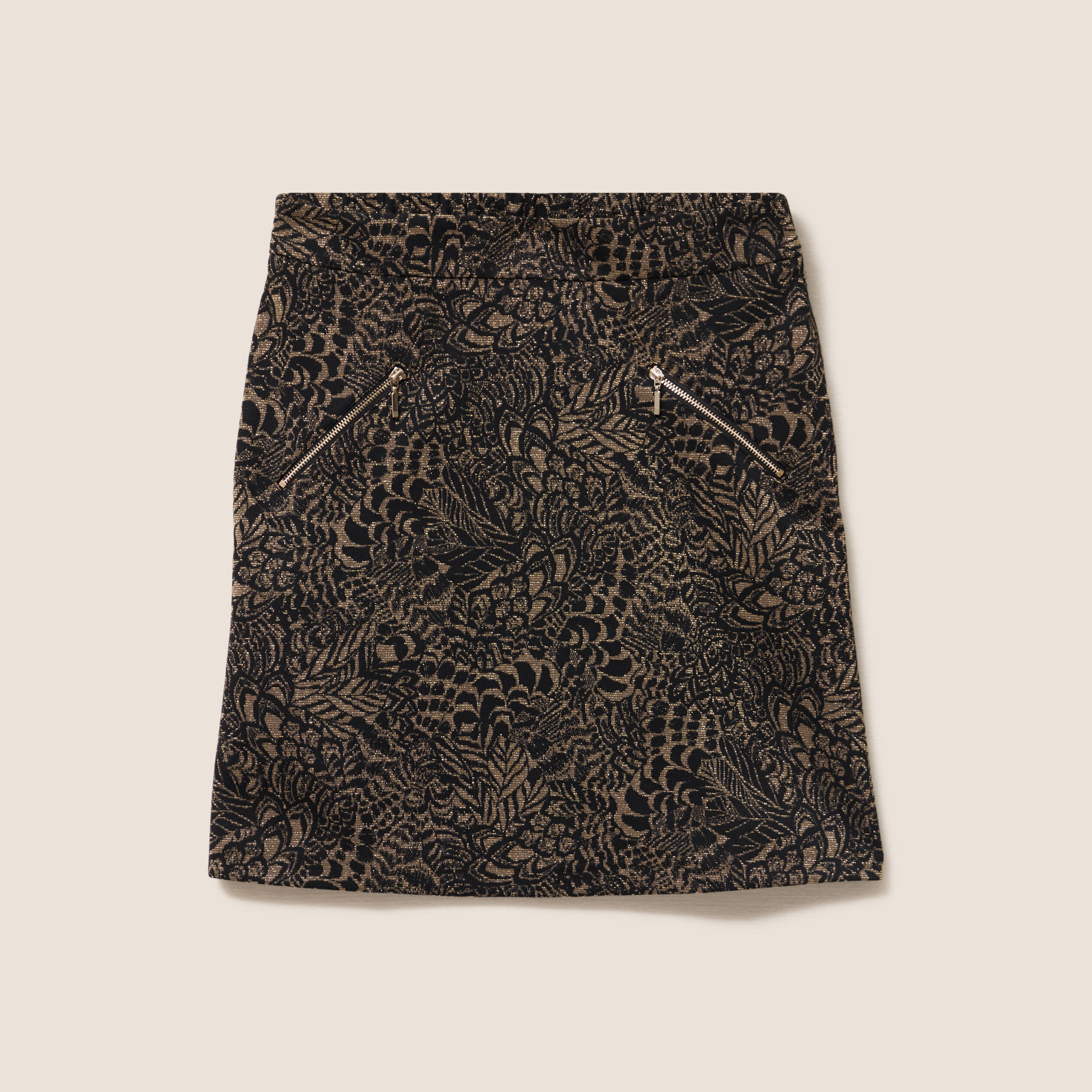 Jupe jacquard courte vert kaki femme