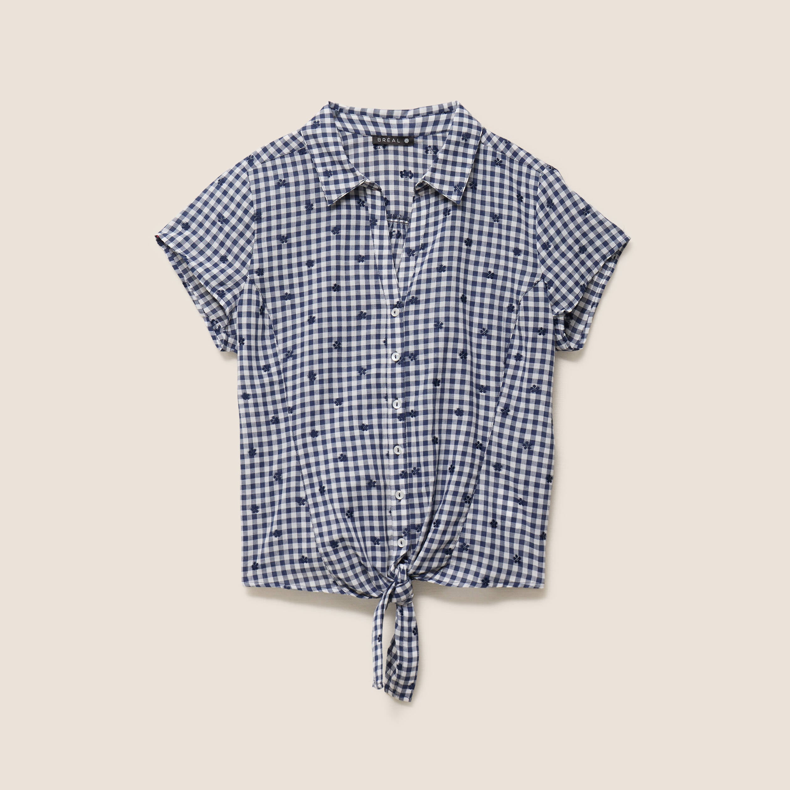Chemise nou&eacute;e bleu femme