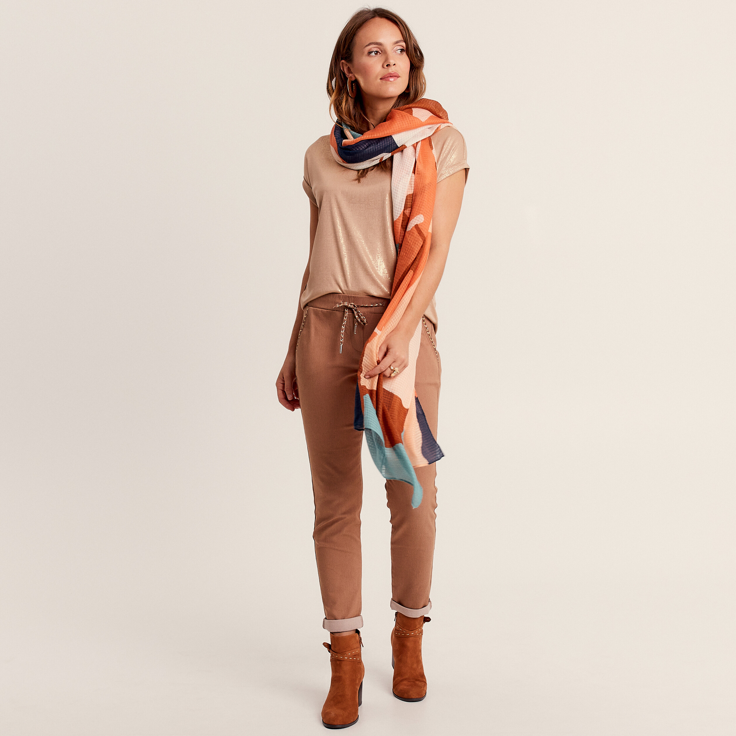 Pantalon jogger 7/8ème marron femme