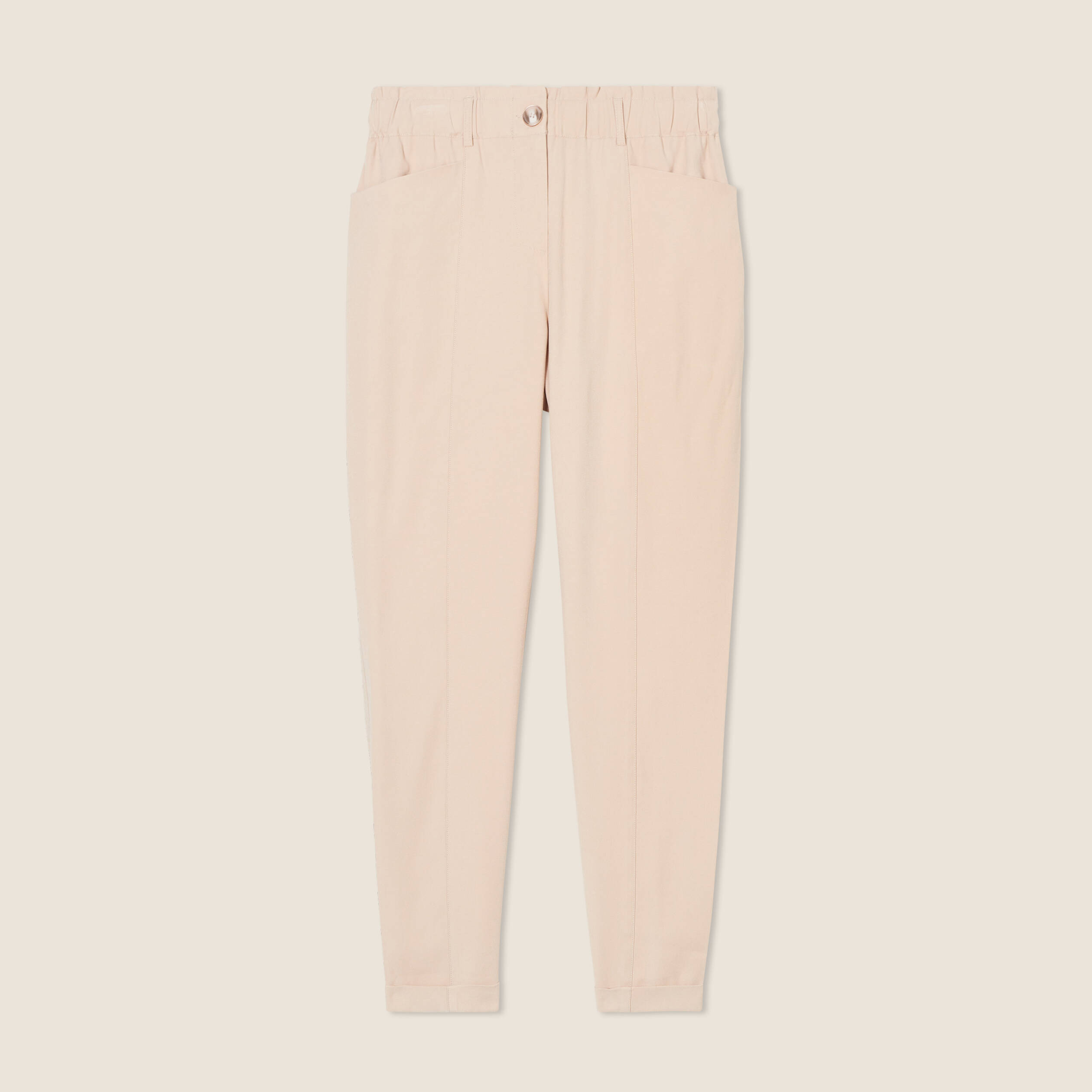 pantalon carotte 78eme beige femme Pantalon carotte 7/8ème beige femme