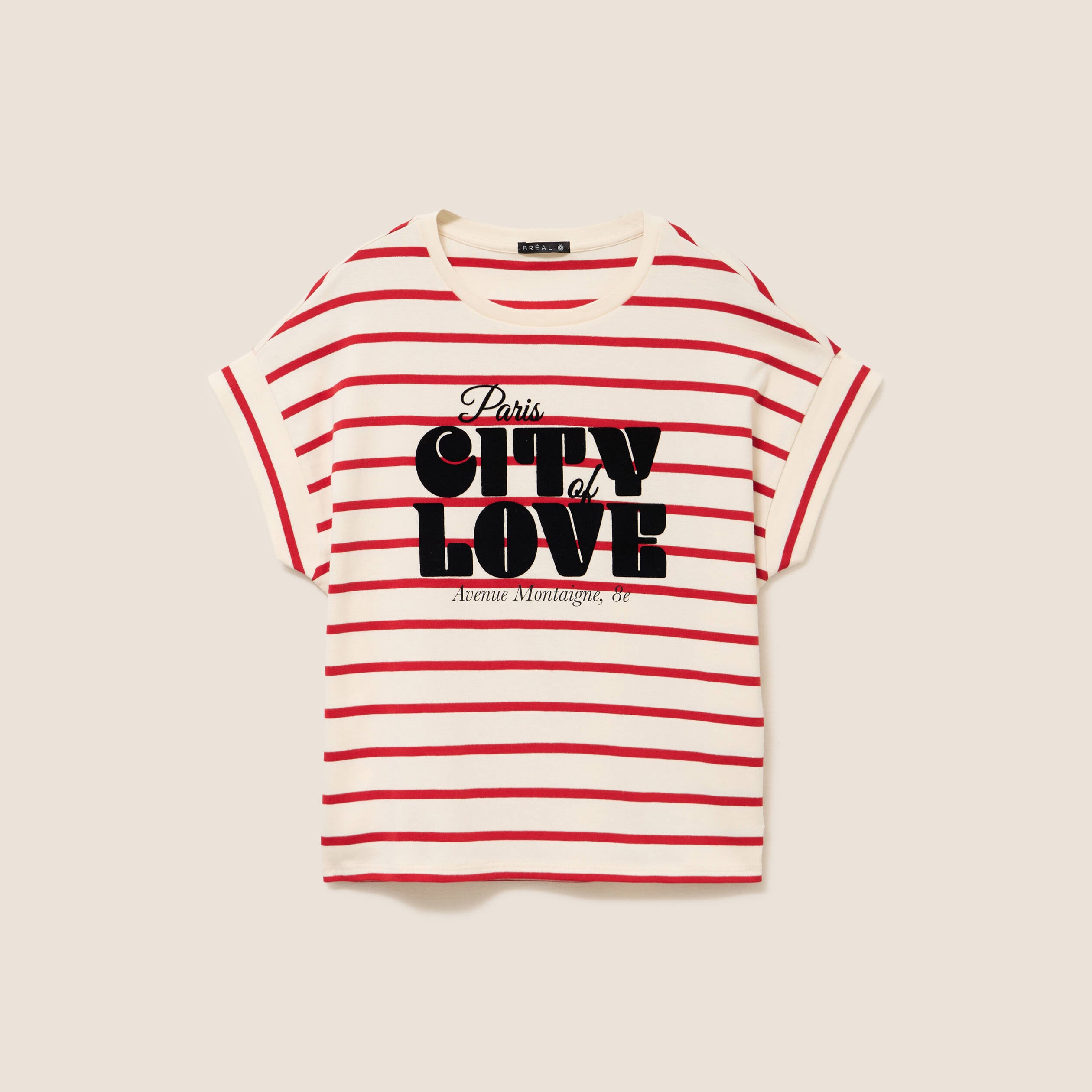 T-shirt droit col rond manches courtes rouge femme