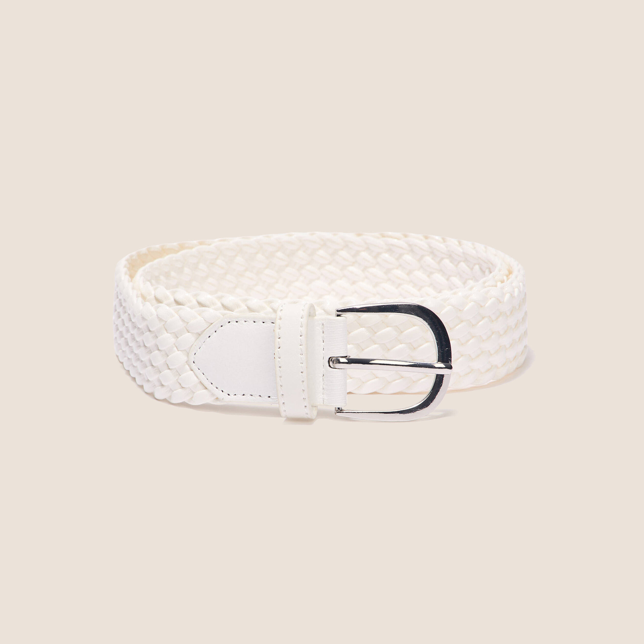 Ceinture tress&eacute;e m&eacute;taliss&eacute;e ecru femme