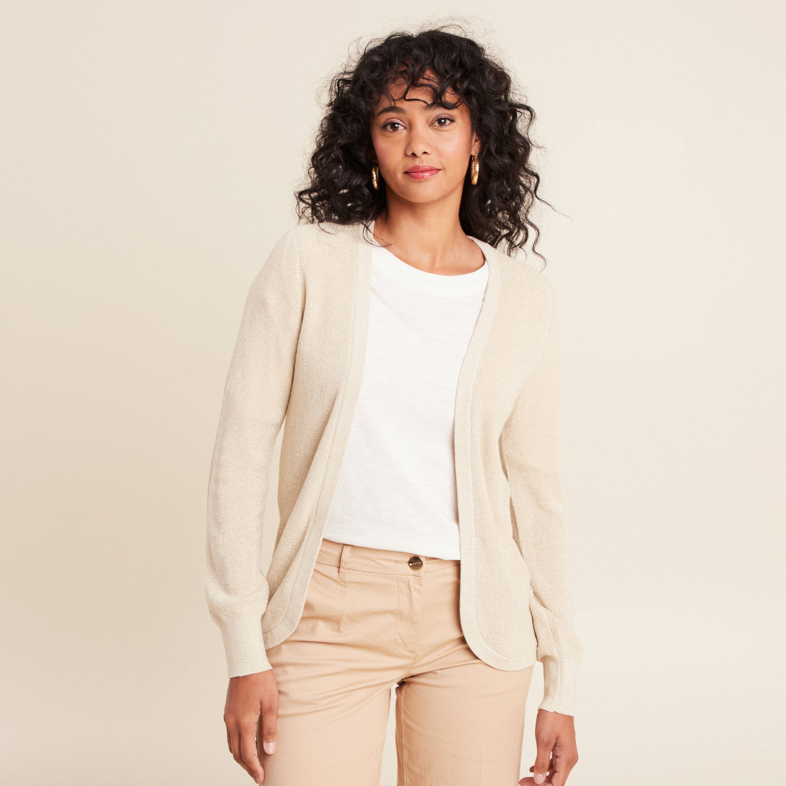 gilet manches longues couleur or femme Gilet manches longues couleur or femme