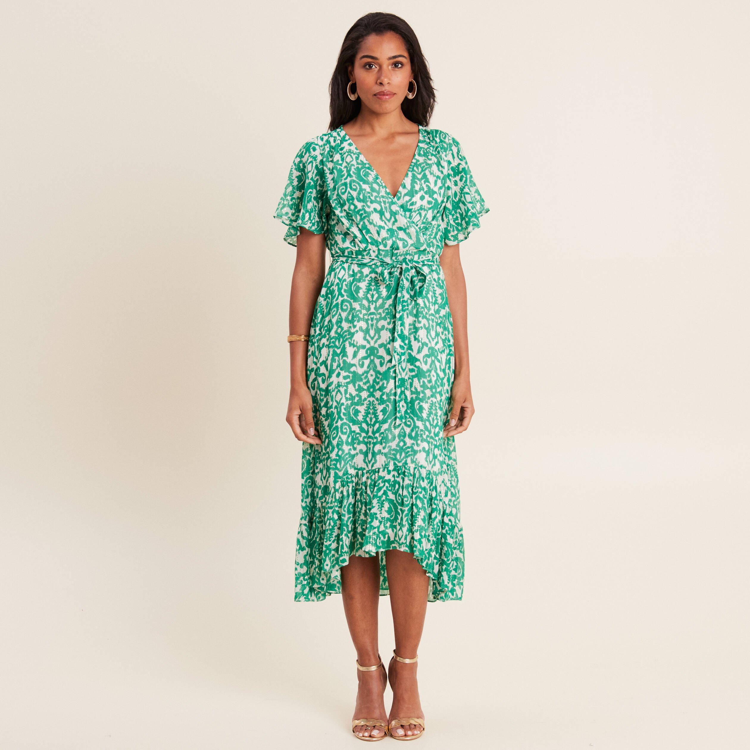 robe longue evasee fluide vert femme Robe longue évasée fluide vert femme