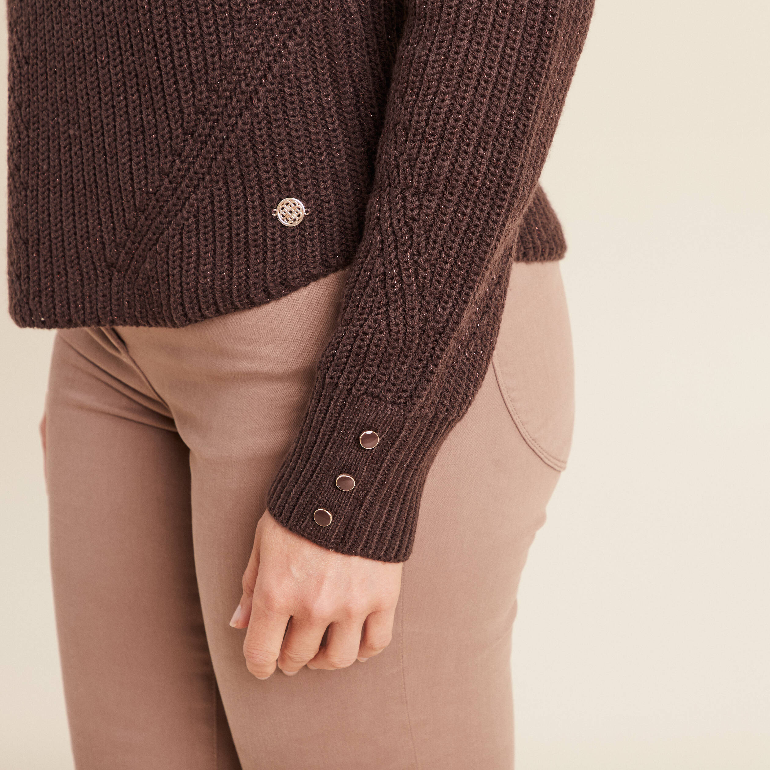 Pull manches longues marron femme Vibs