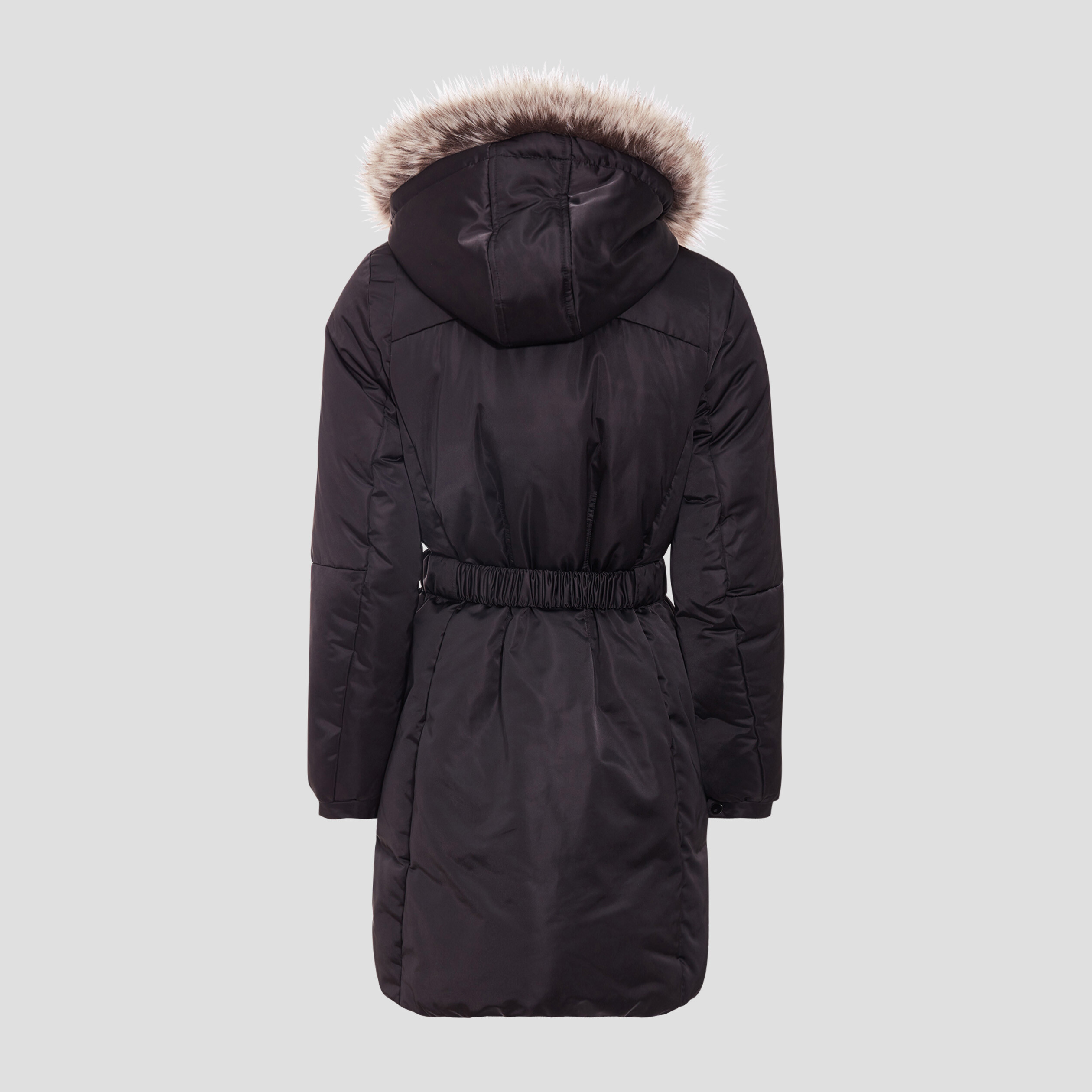 Doudoune droite ceinturée déperlante noir femme