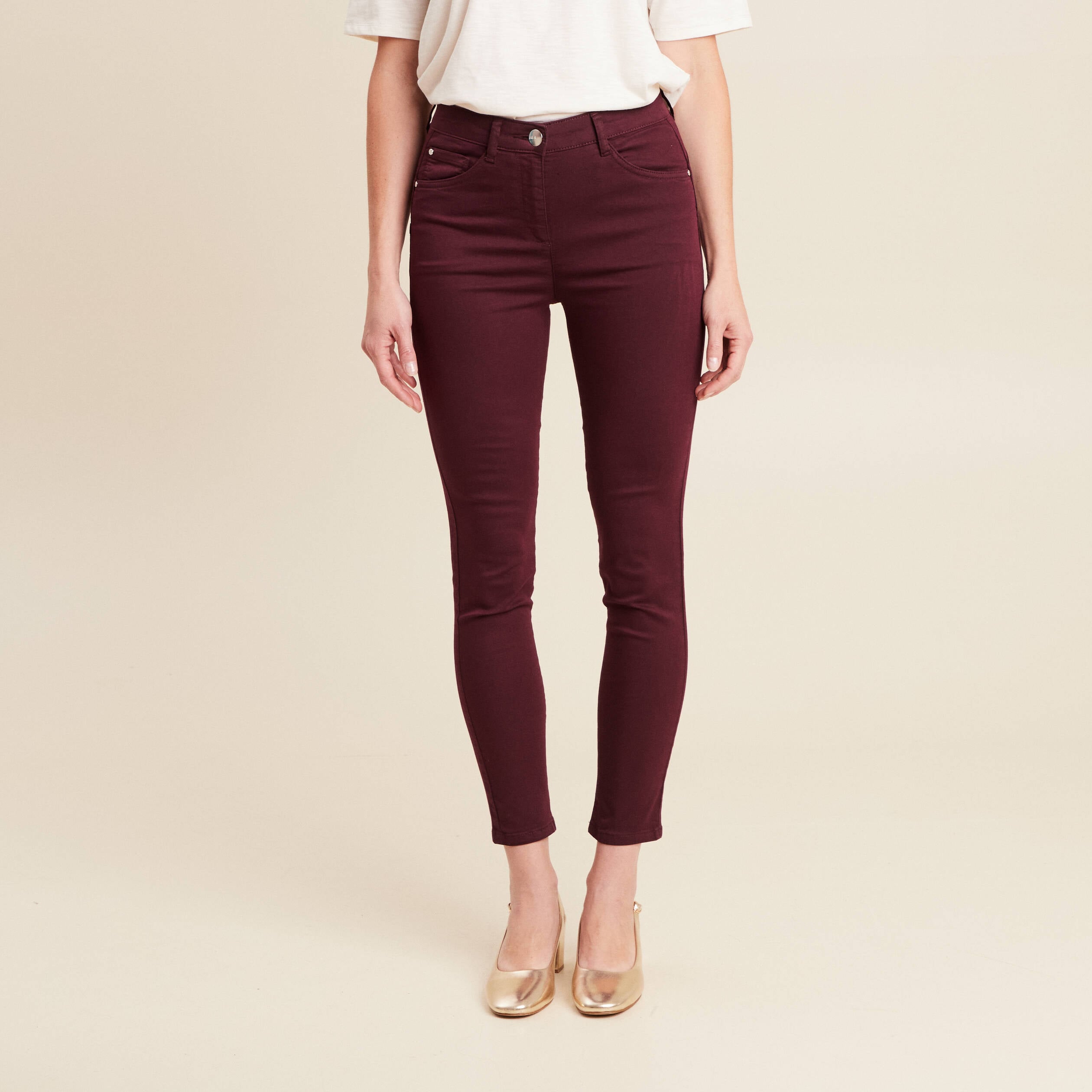 Pantalon magique Le L&eacute;ger coupe ajust&eacute;e bordeaux femme