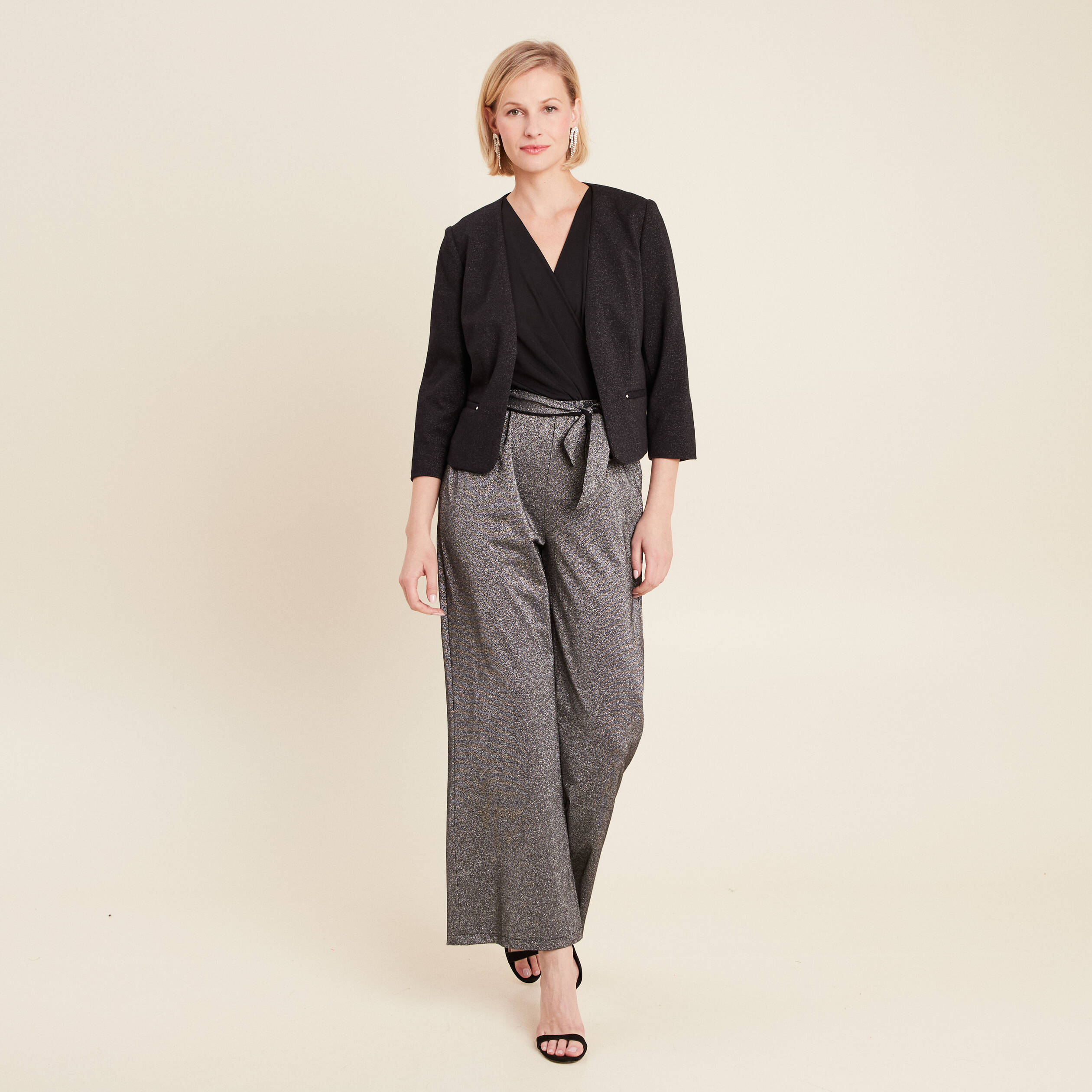 bolero cintre fils metallises noir femme Boléro cintré fils métallisés noir femme