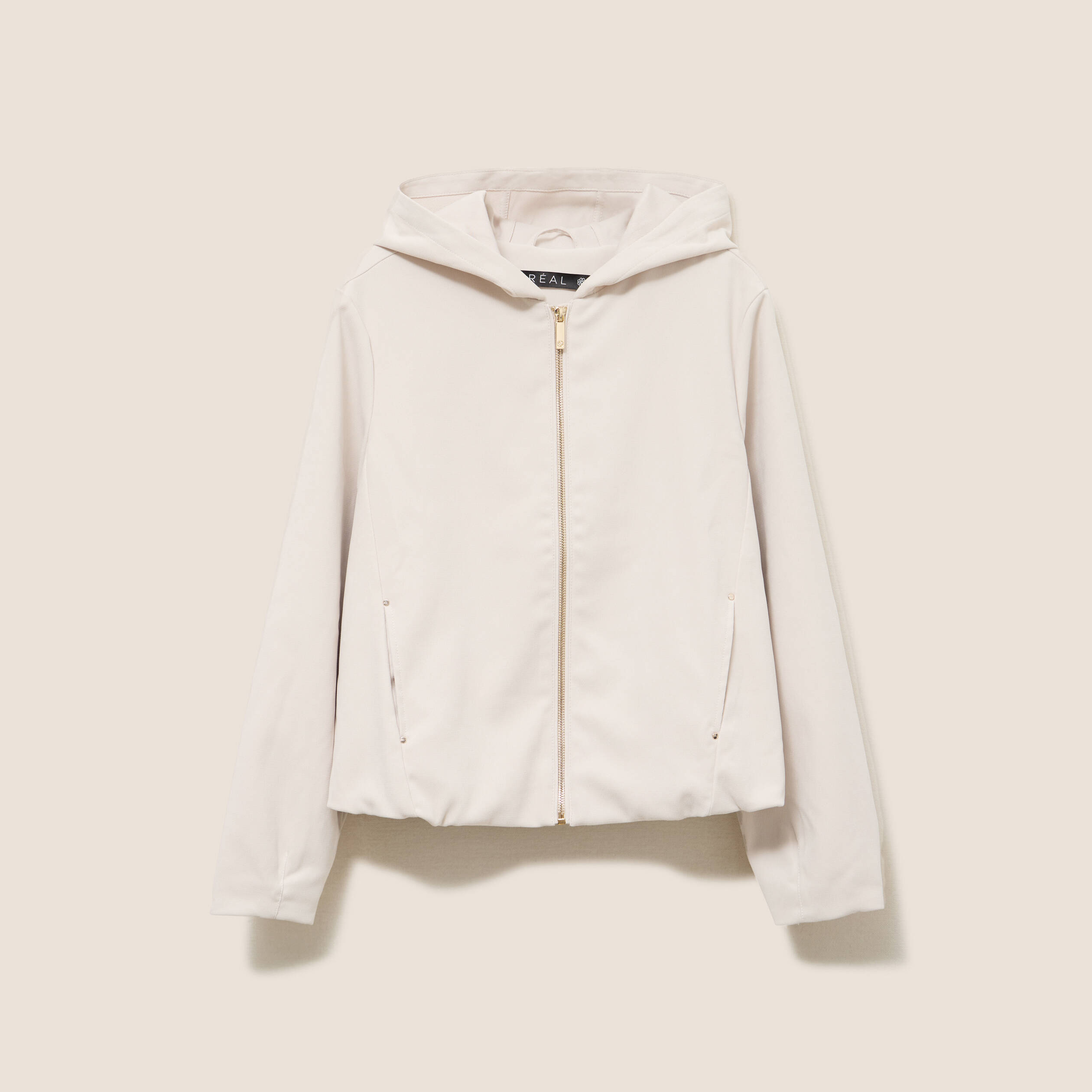 Veste zipp&eacute;e avec capuche sable femme