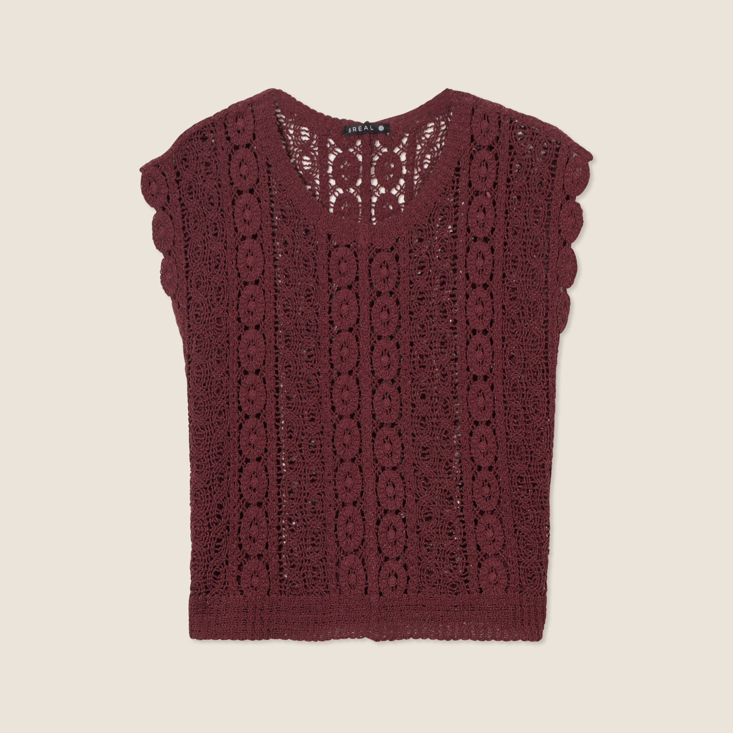 debardeur macrame bordeaux femme Débardeur macramé bordeaux femme