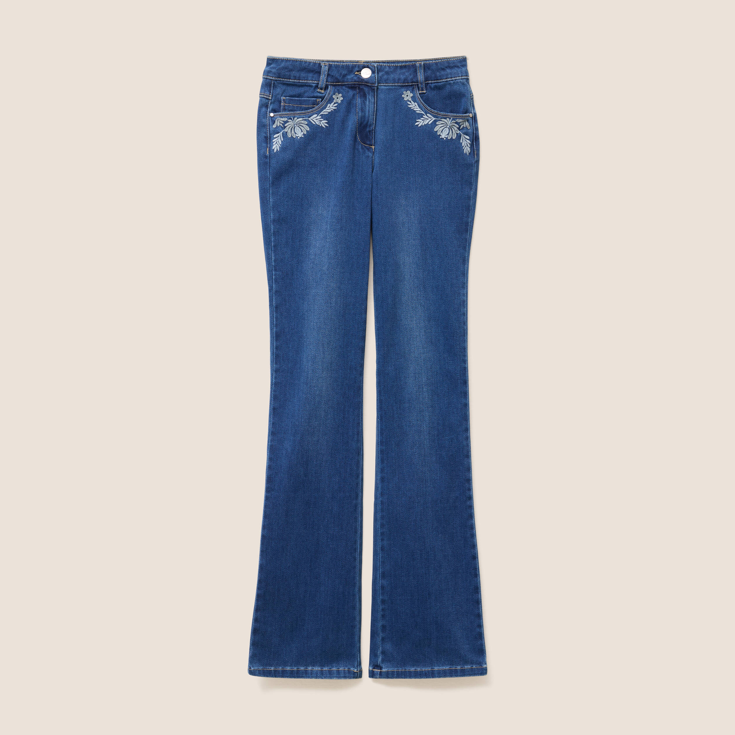 jean bootcut taille basculee brode denim stone femme jean bootcut taille basculée brodé denim stone femme
