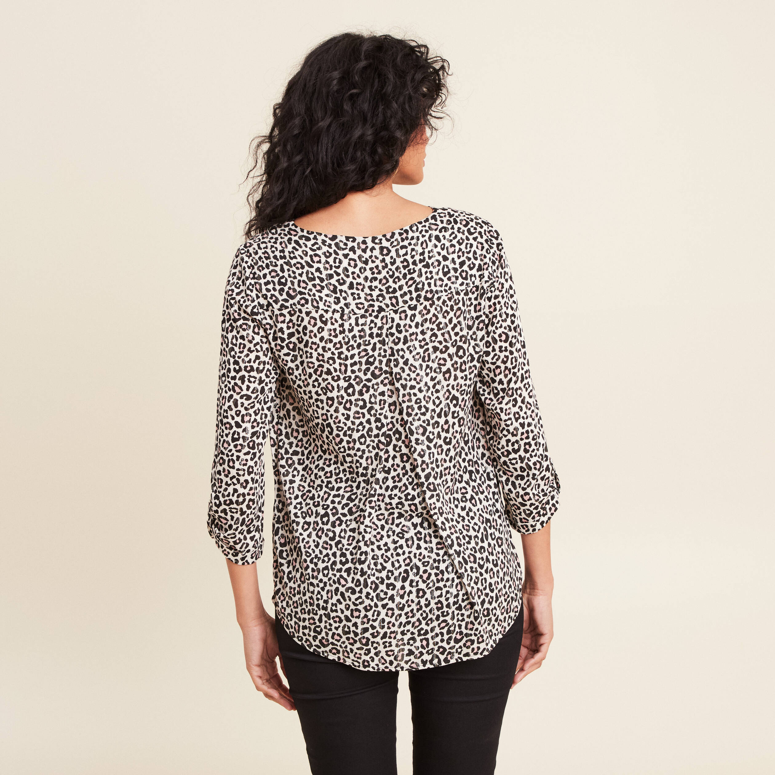 blouse manches 34 rose clair femme Blouse manches 3/4 rose clair femme