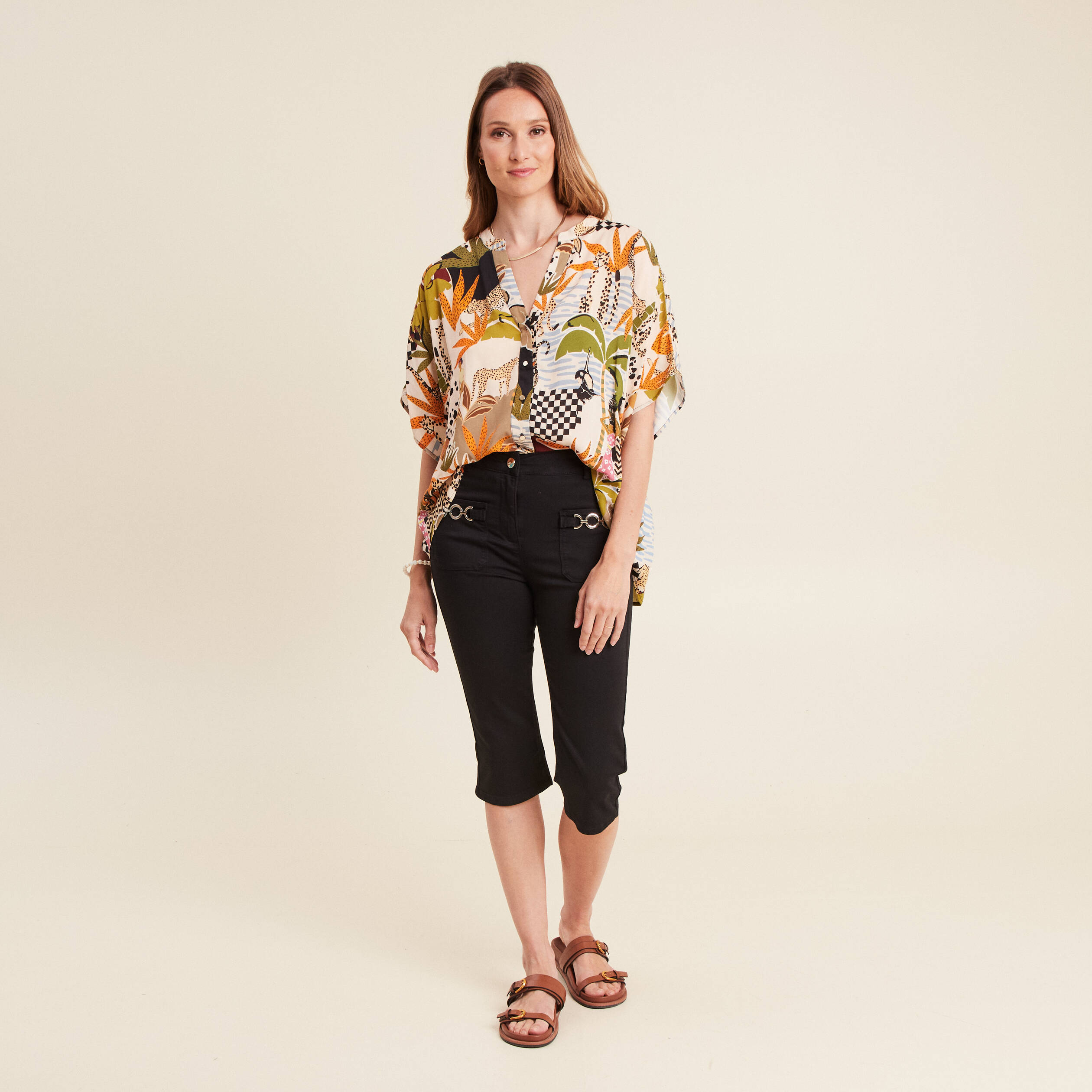 pantacourt droit taille haute noir femme Pantacourt droit taille haute noir femme