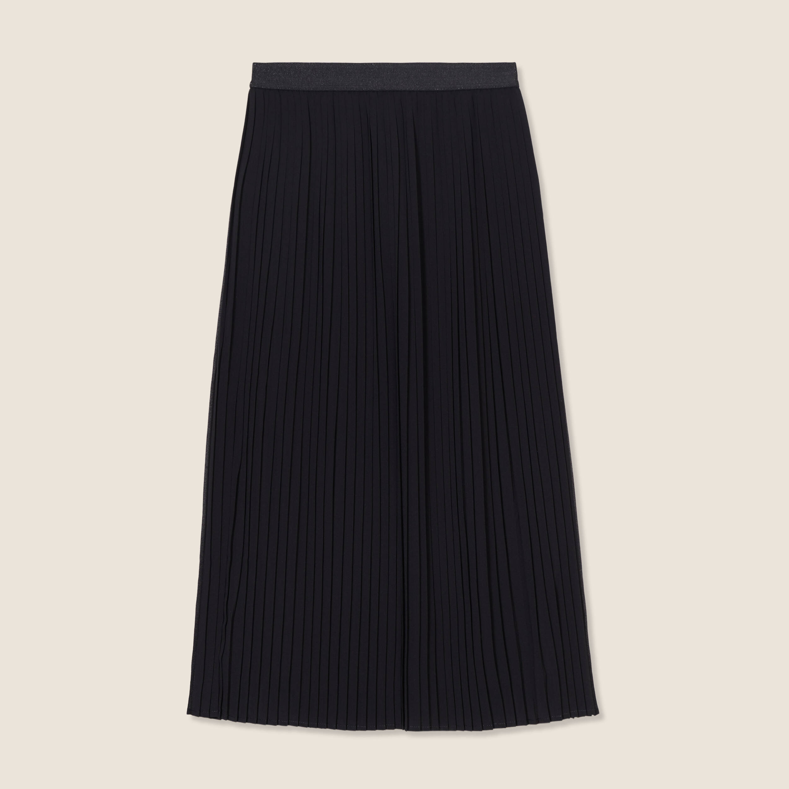 jupe longue evasee plissee noir femme Jupe longue évasée plissée noir femme