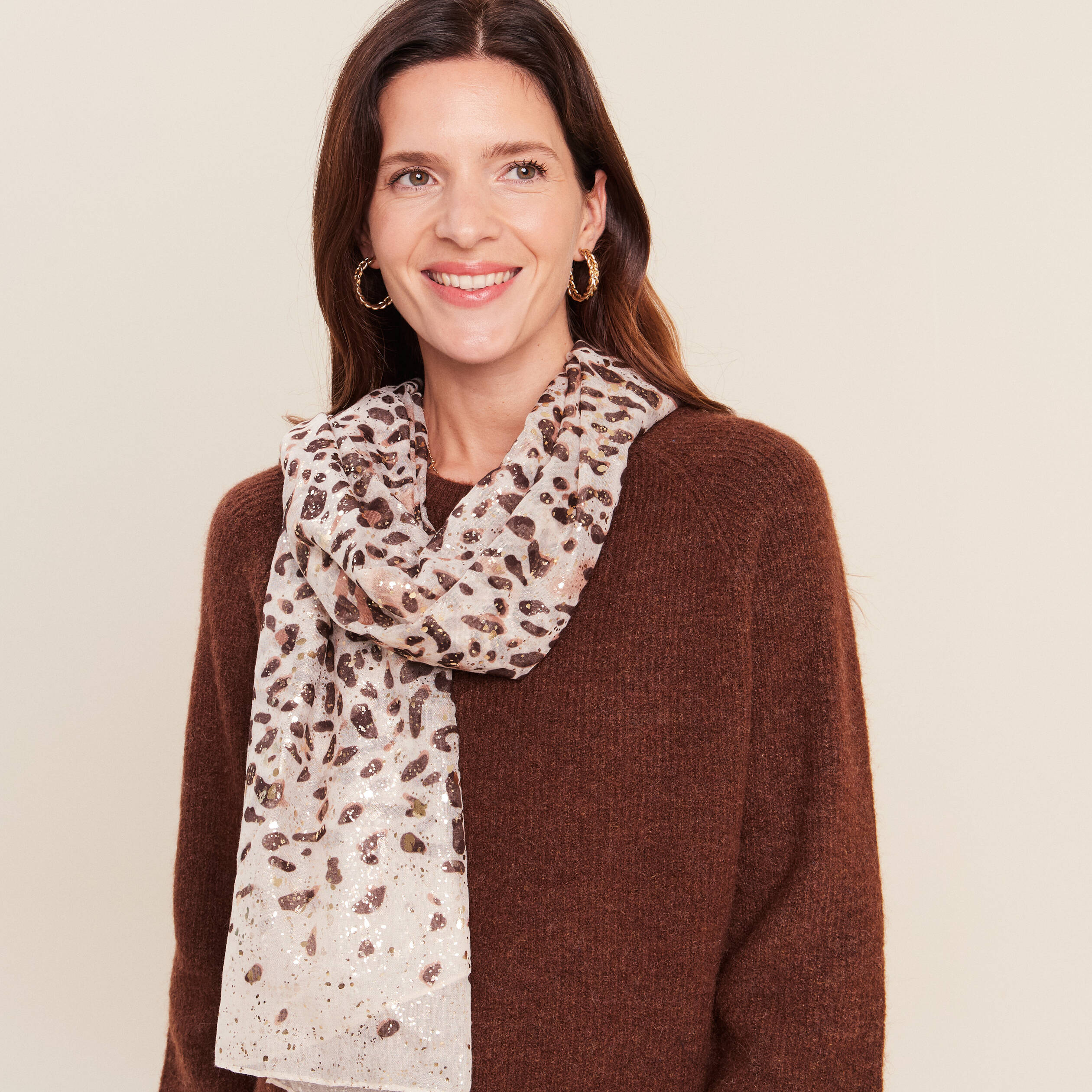 Foulard fin avec brillance ivoire femme
