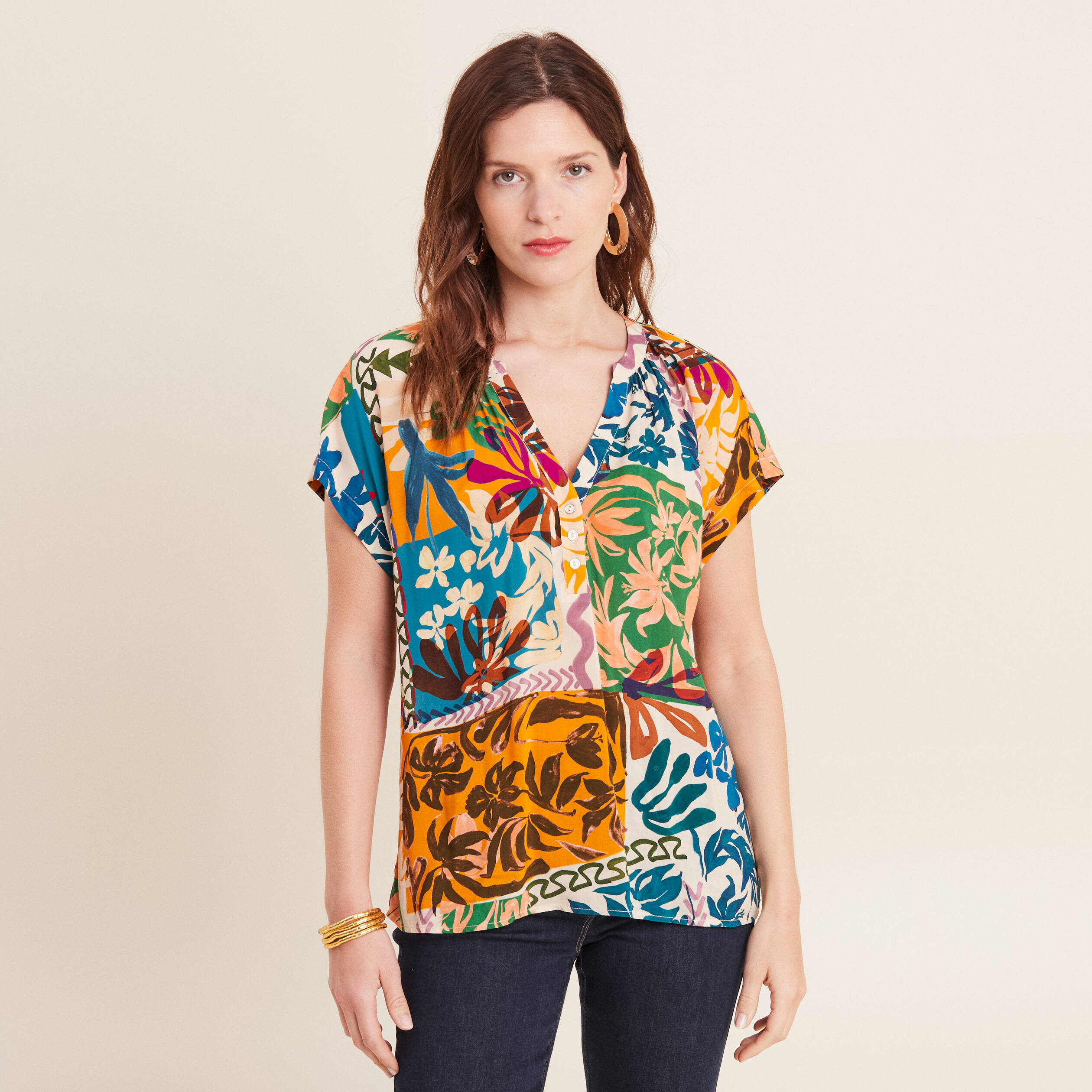 blouse manches courtes multicolore femme Blouse manches courtes multicolore femme