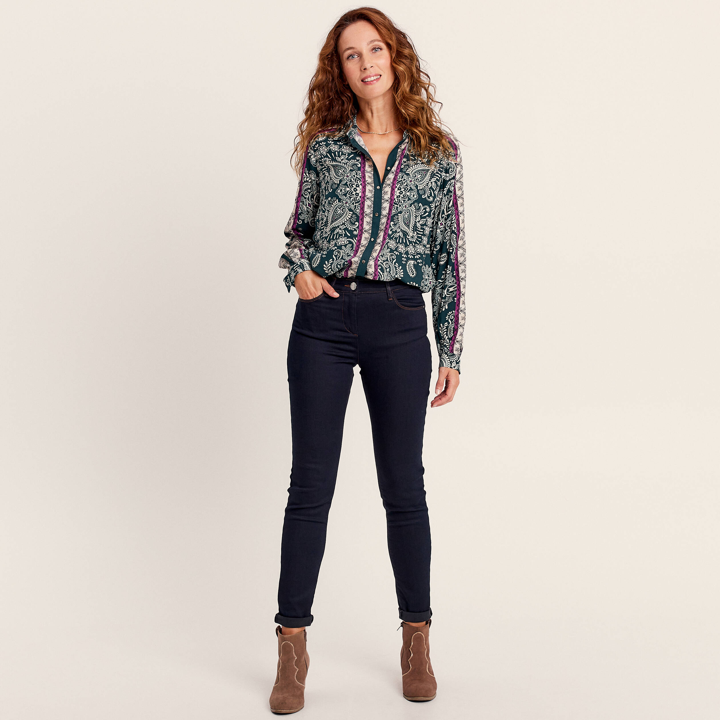 chemise manches longues vert femme Chemise manches longues vert femme