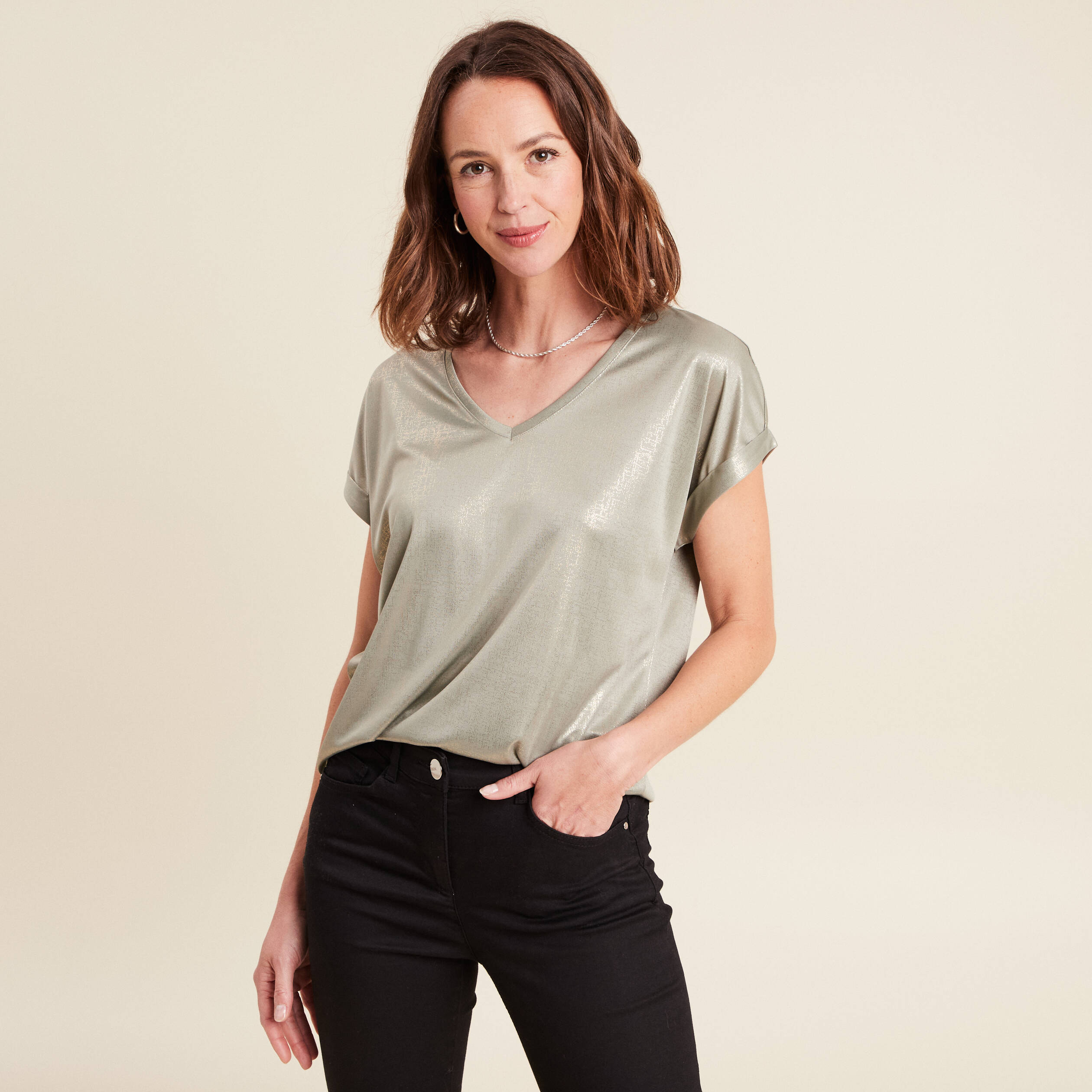 T-shirt manches courtes vert clair femme