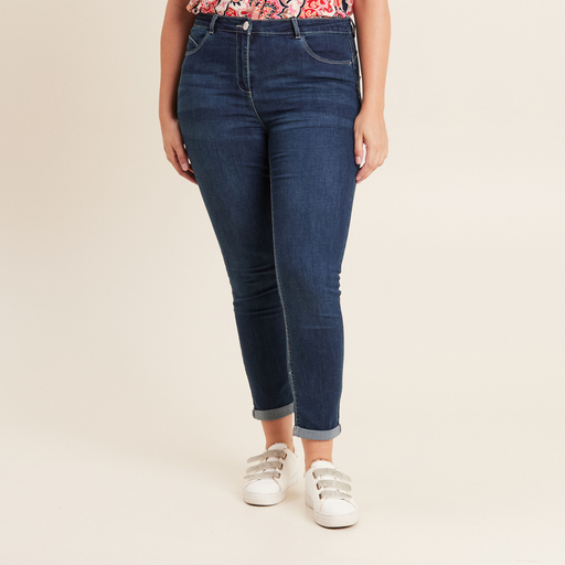 jeans ajuste taille standard 78eme denim brut femme Jeans ajusté taille standard 7/8ème denim brut femme