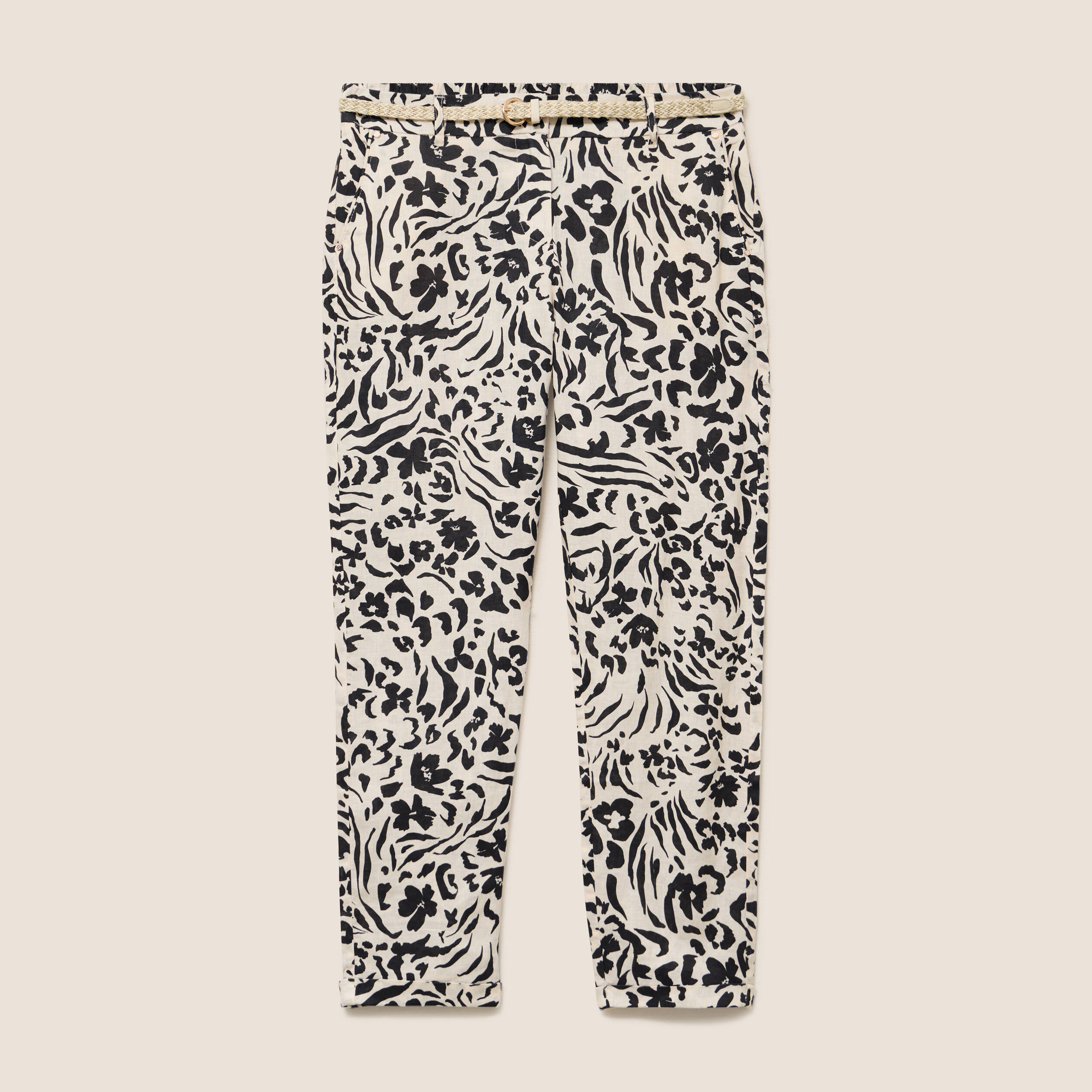 Pantalon coupe chino en lin blanc femme