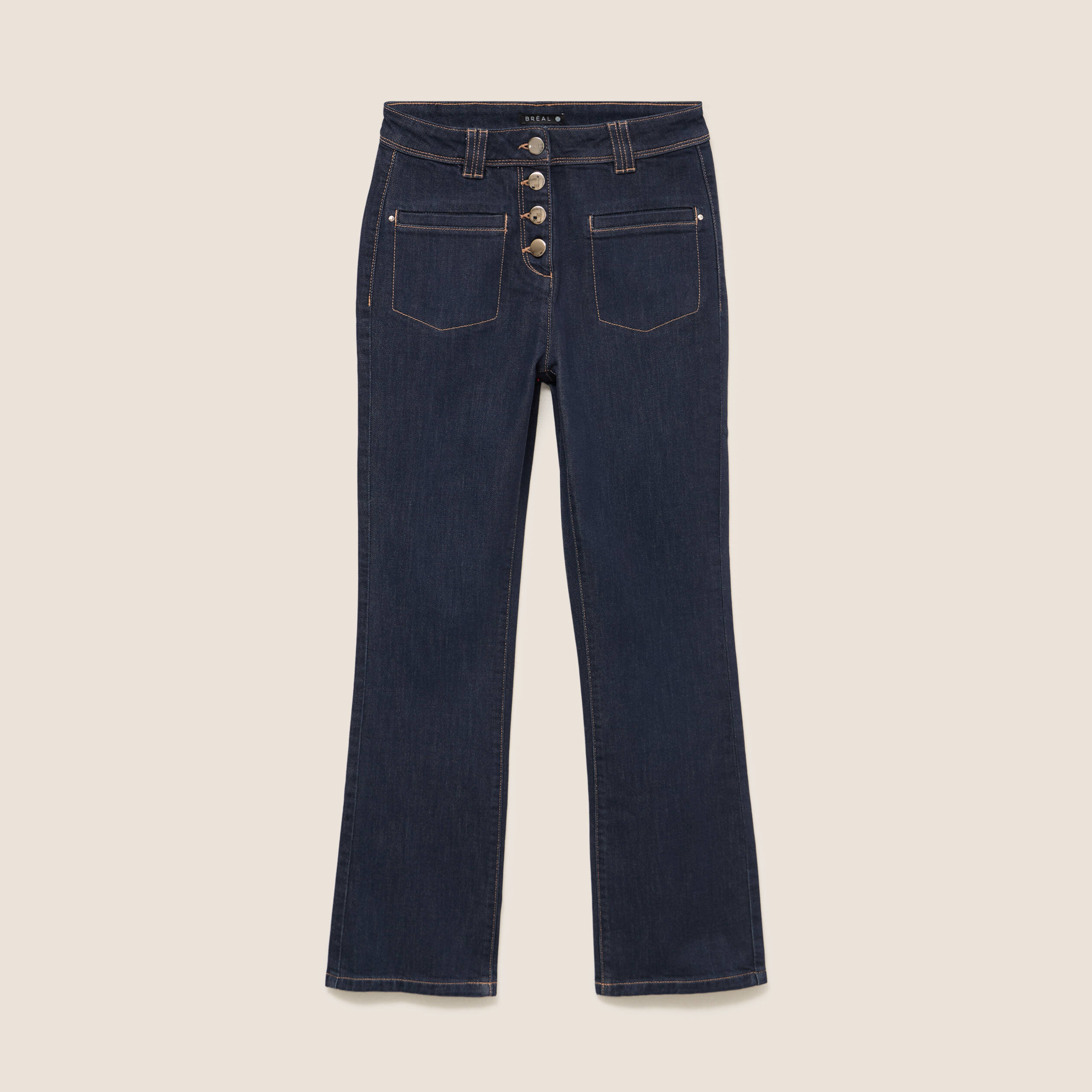 Jean raccourci coupe bootcut denim brut femme