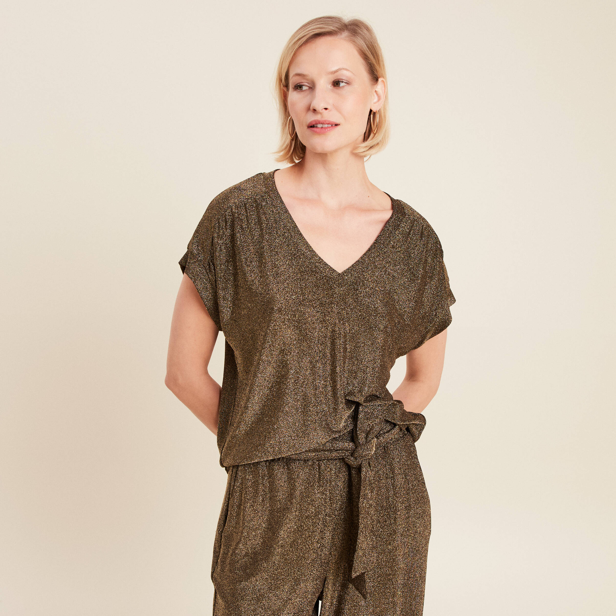 T-shirt manches courtes camel femme