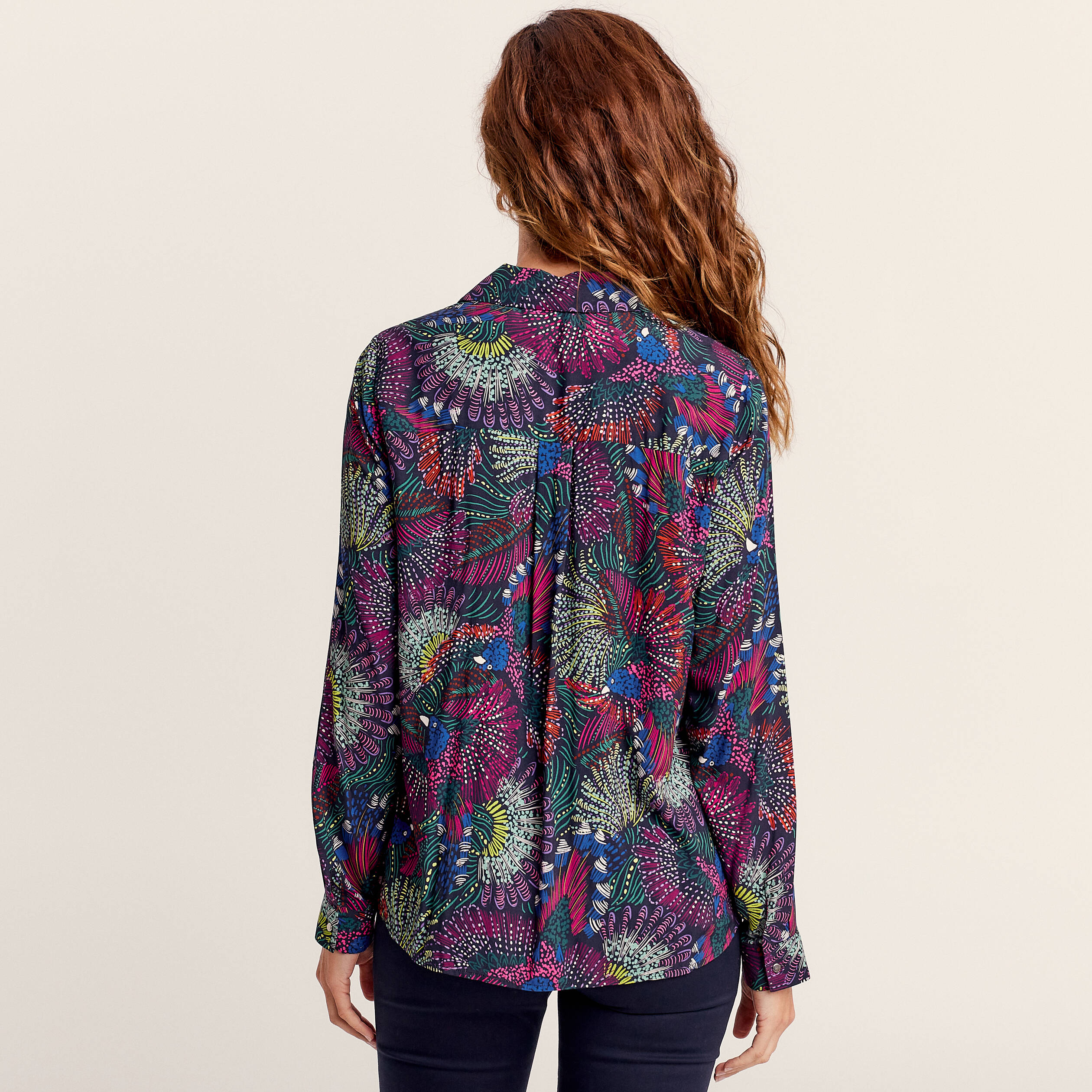 Chemise manches longues multicolore femme