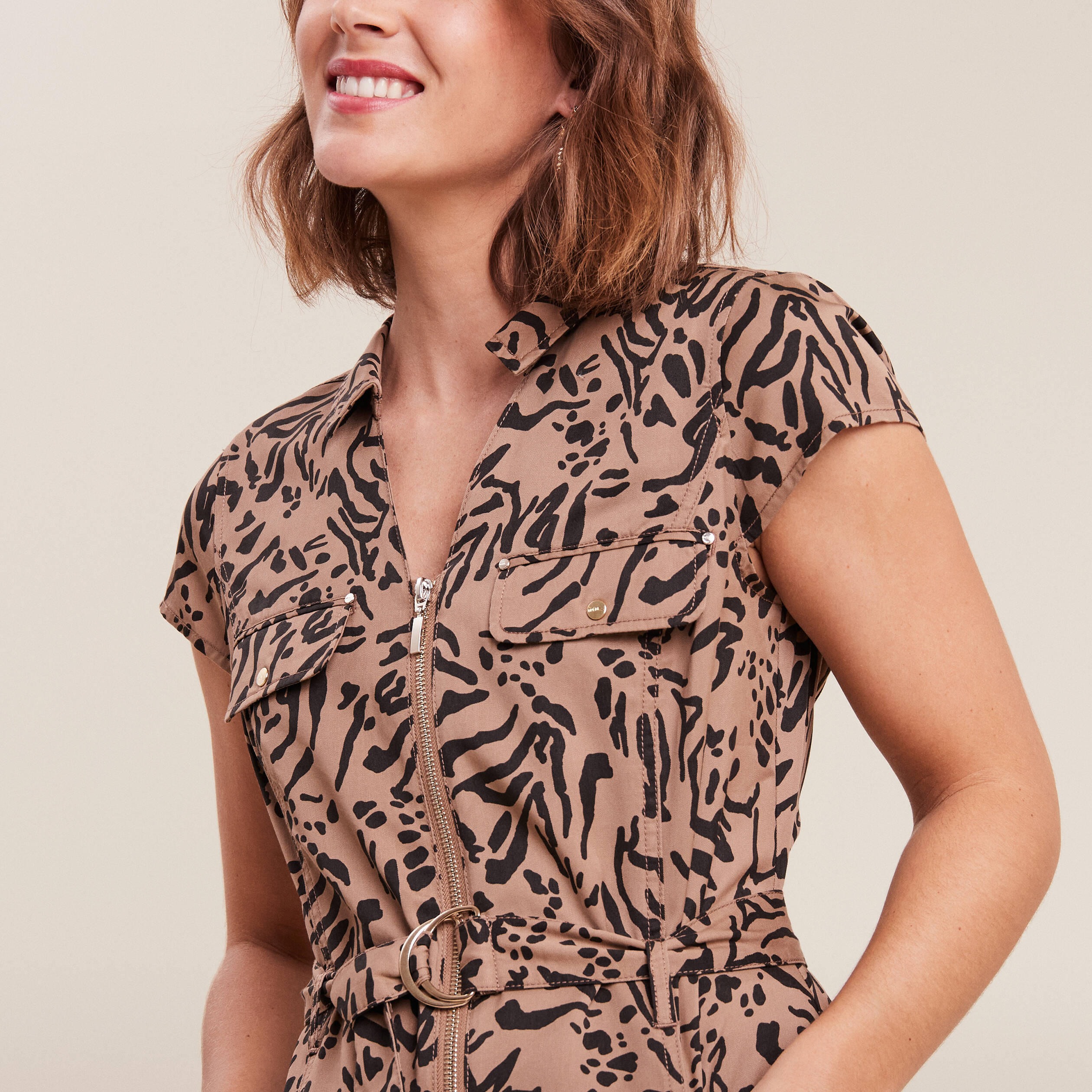 robe droite zippee creme femme Robe droite zippée creme femme
