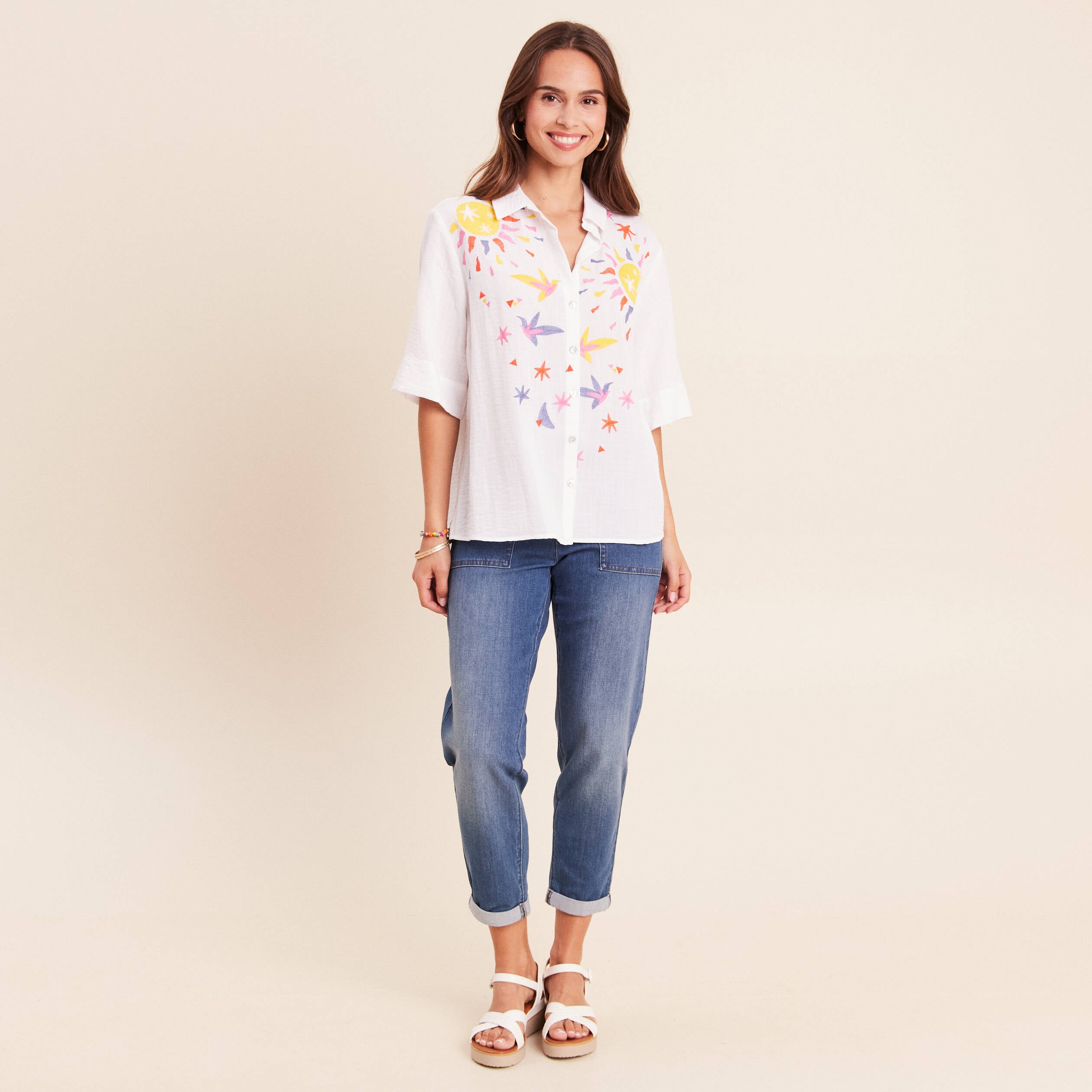 Jean coupe mom 7/8&egrave;me denim stone femme