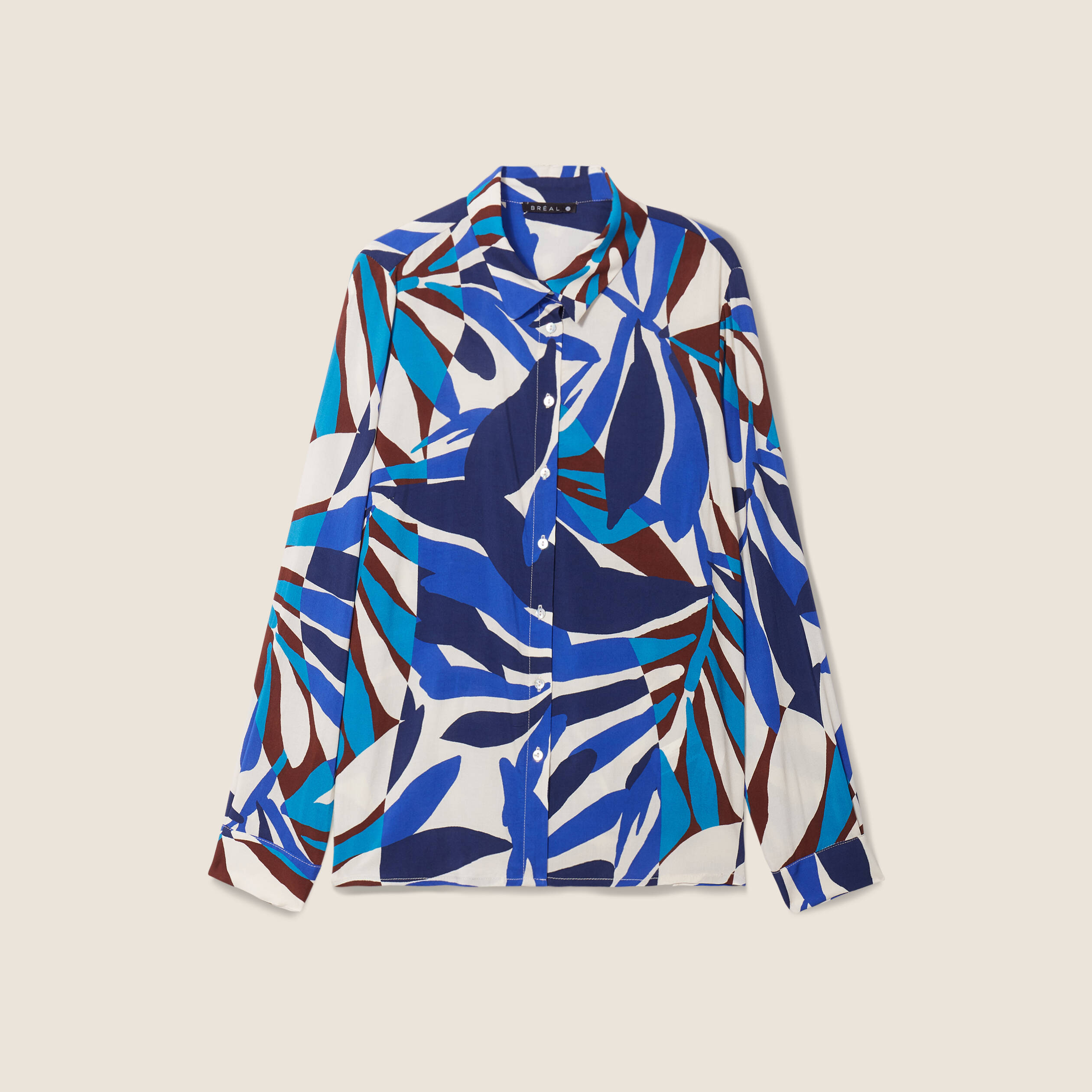 Chemise manches longues bleu femme