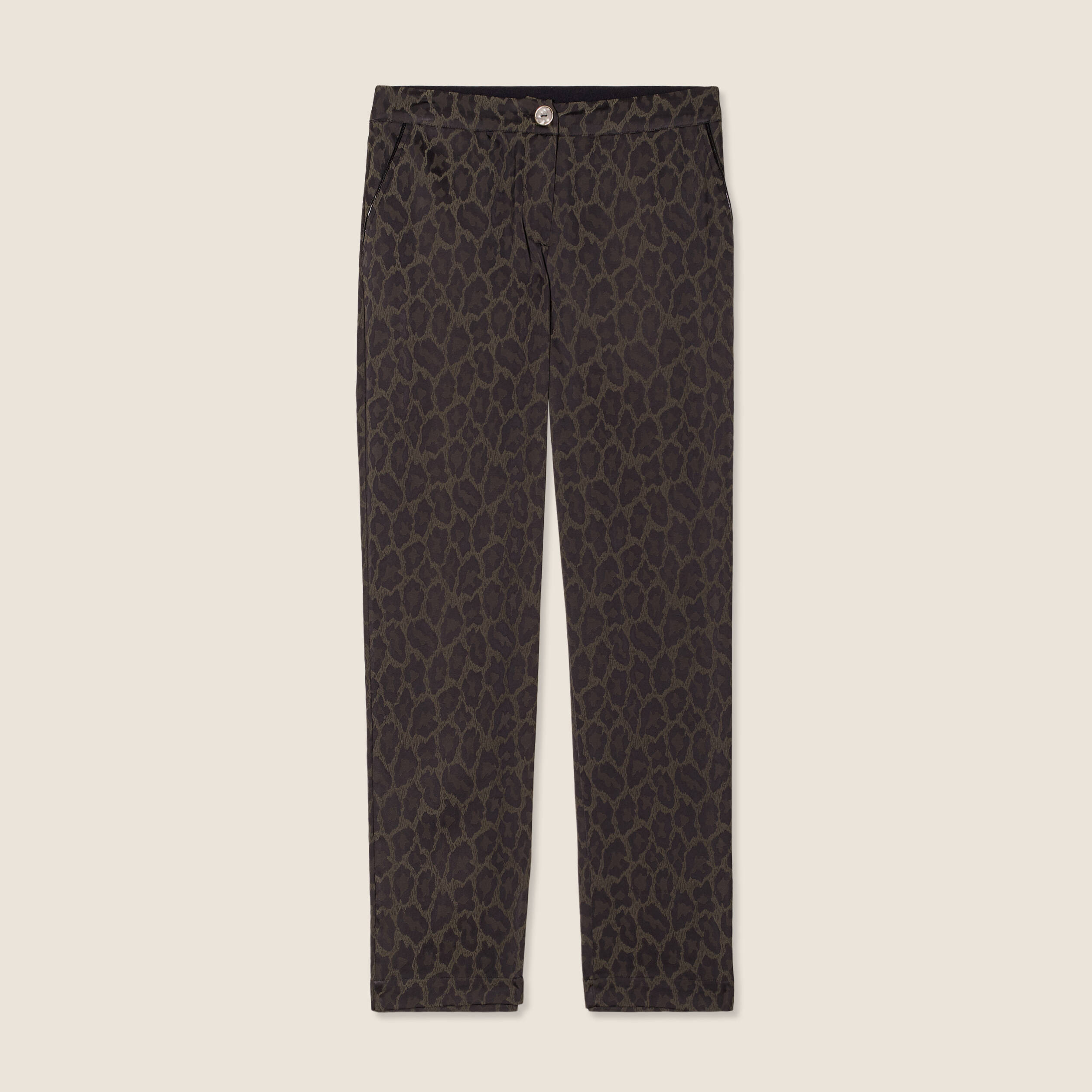 Pantalon flou taille bascul&eacute;e vert kaki femme