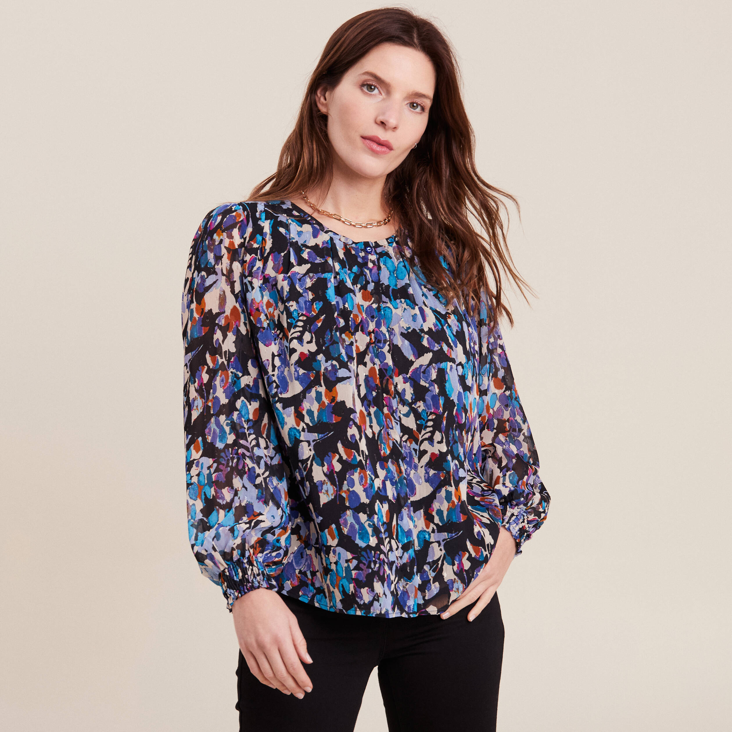 blouse manches longues bleu femme Blouse manches longues bleu femme